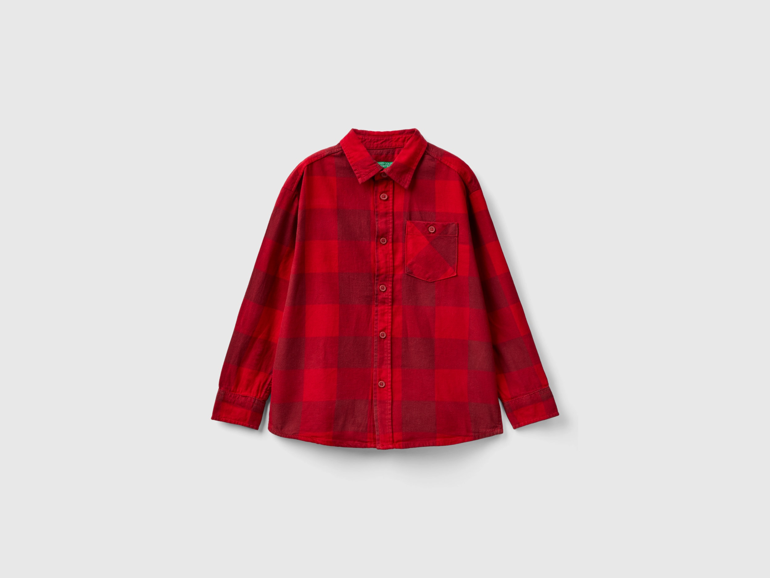 Benetton, Plaid Shirt In 100% Cotton, size 3XL, Red, Kids