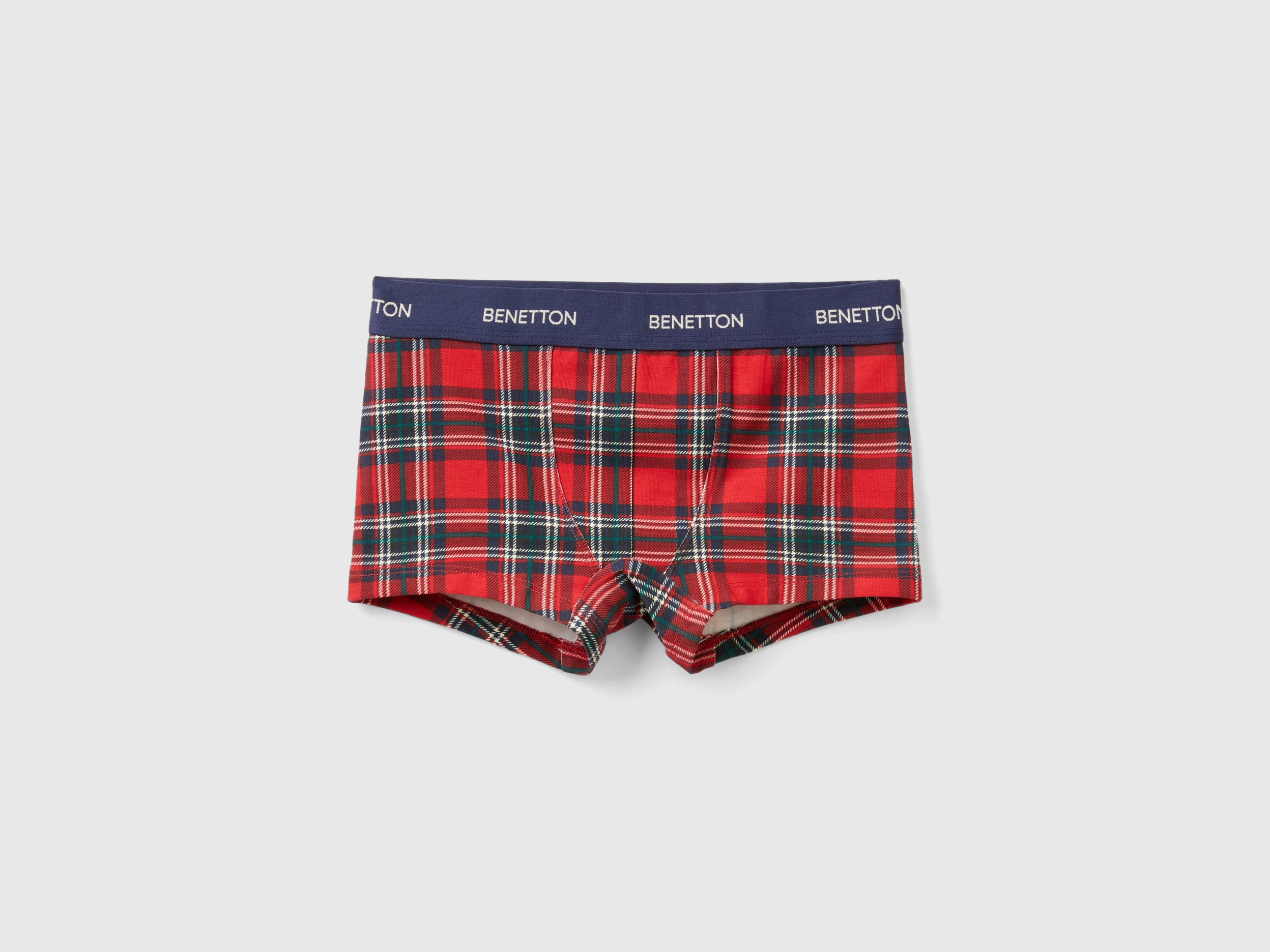 Benetton, Red And Blue Tartan Boxer Shorts, size XXS, Red, Kids