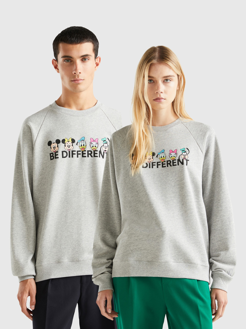 Benetton, Light Gray Mickey & Friends Sweatshirt, Light Gray, Women