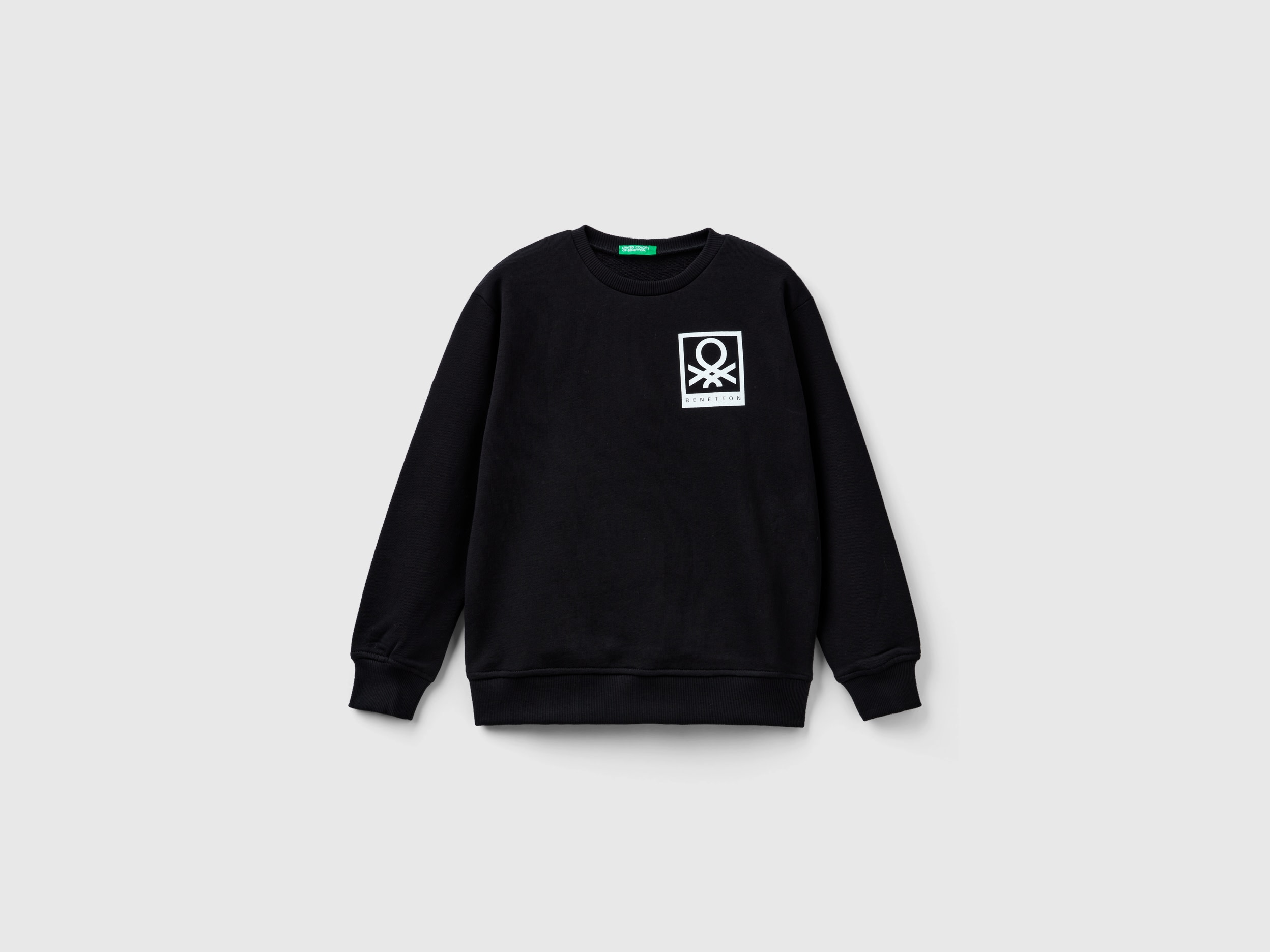 Benetton, Sweatshirt With Logo Print, size L, Black, Kids