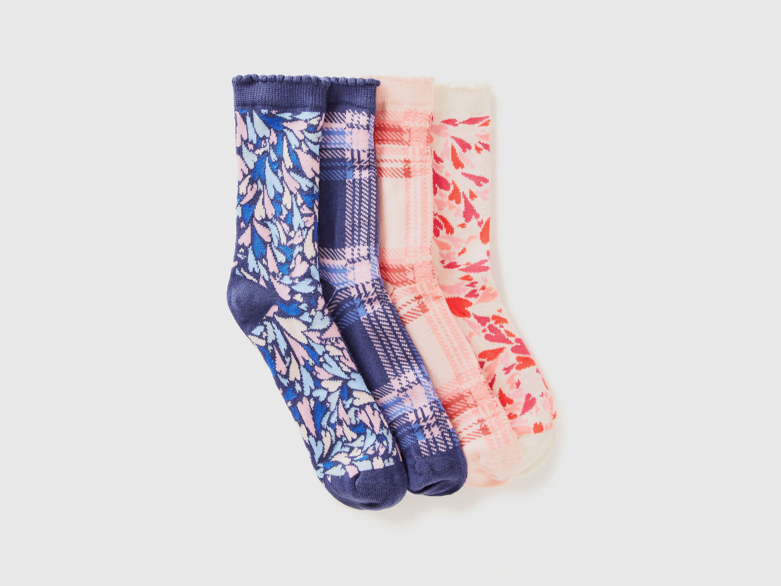 Benetton, Vier Paar Gemusterte Socken, size 35-38, Bunt, female