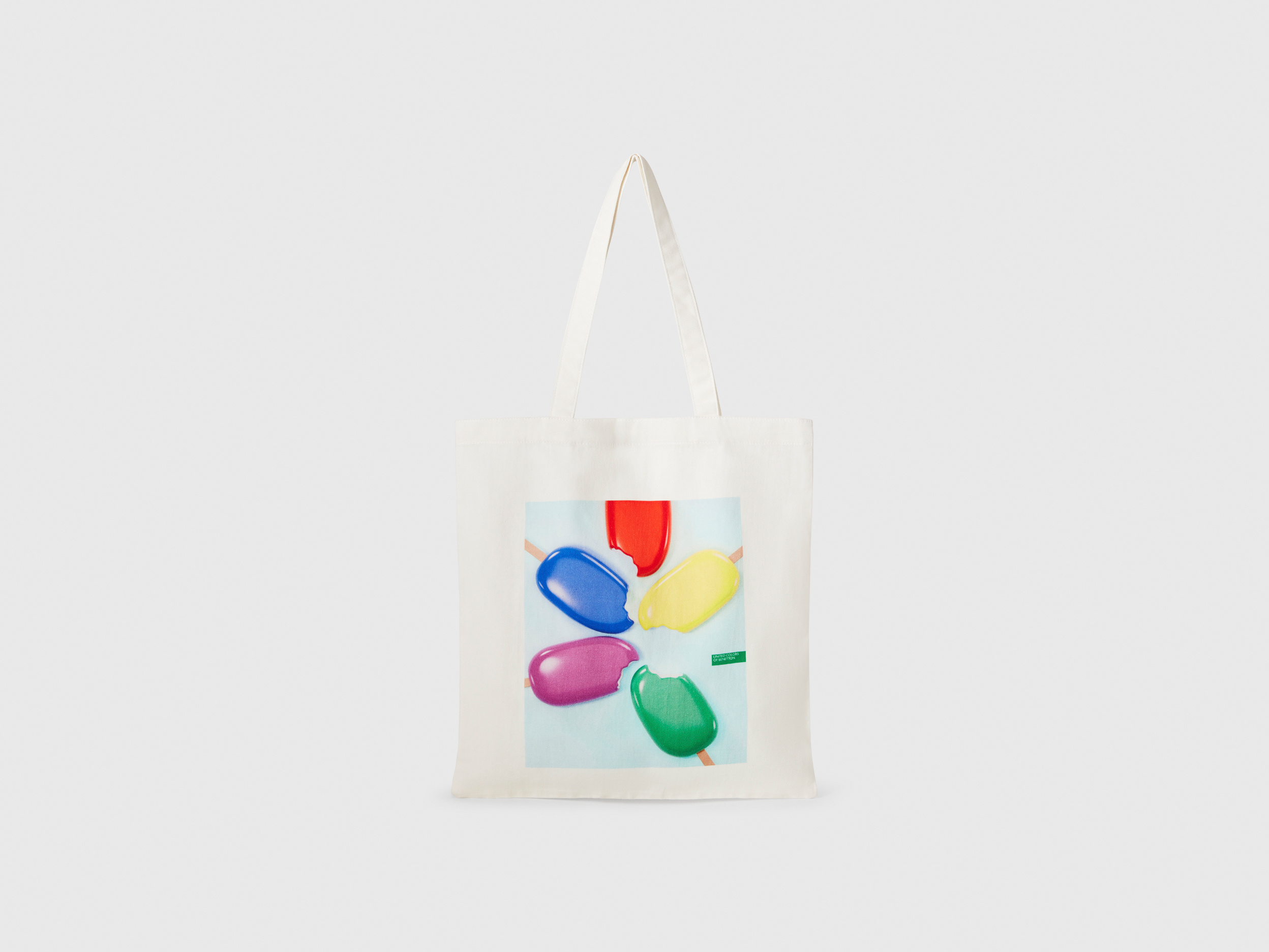 Benetton, Tote Bag With Ice Cream Print, size OS, Soft Pink, Women
