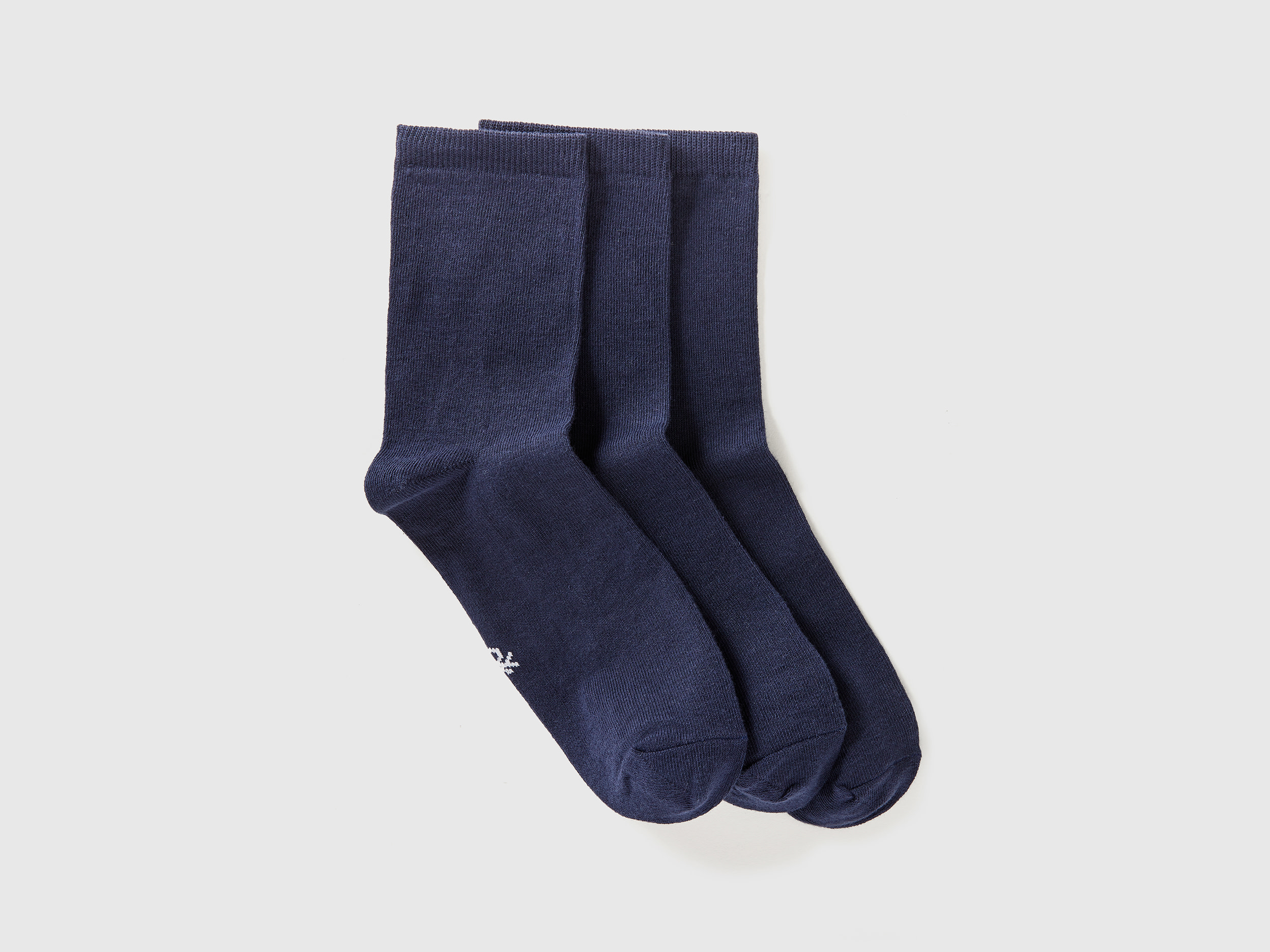 Image of Benetton, Long Sock Set In Stretch Organic Cotton Blend, size 36-38, Dark Blue, Women