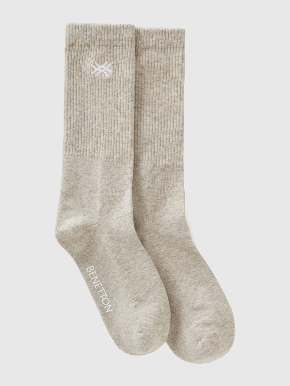Benetton, Sporty Socks In Organic Cotton Blend, Gray, Women