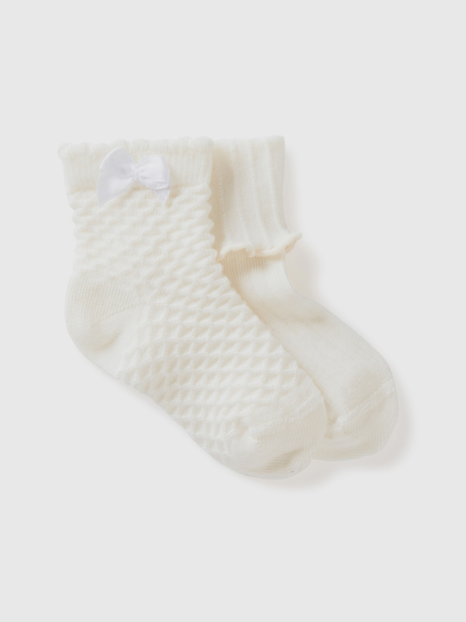 Benetton, Socks Set In Organic Cotton Blend, Creamy White, Kids