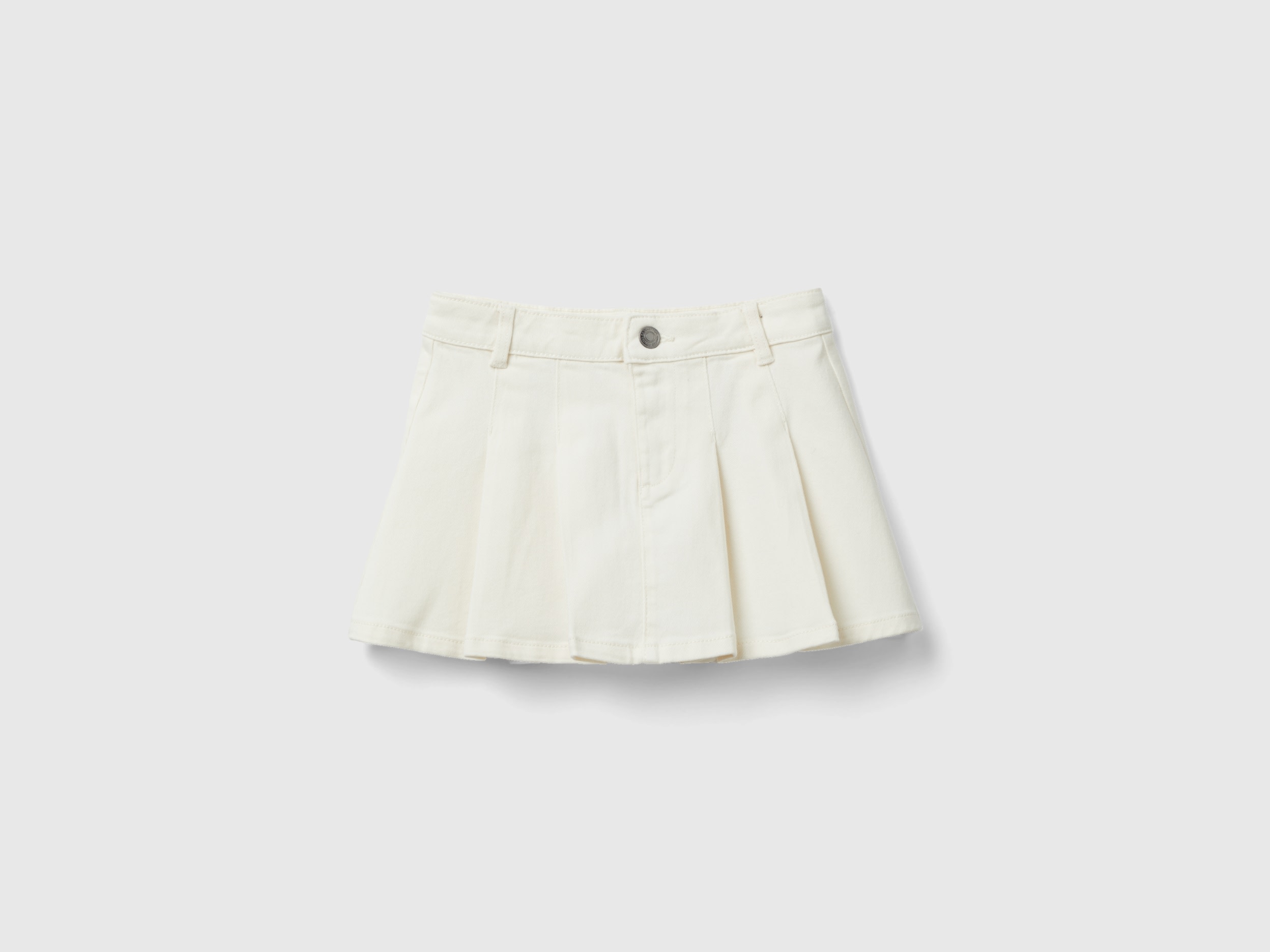 Benetton, Pleated Miniskirt, size L, Creamy White, Kids