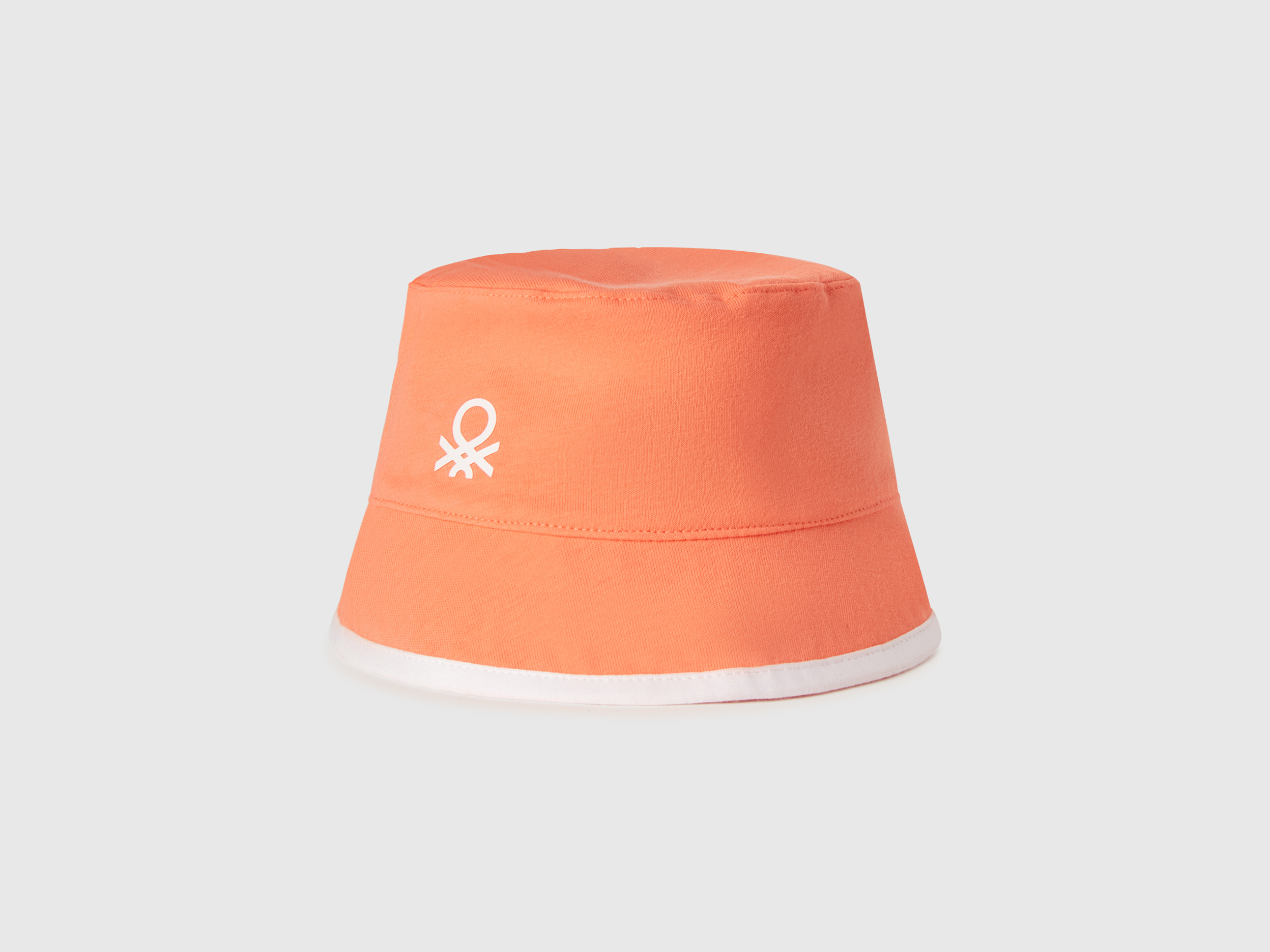 Benetton, Reversible Hat With Floral Print, size 12-24, Orange, Kids