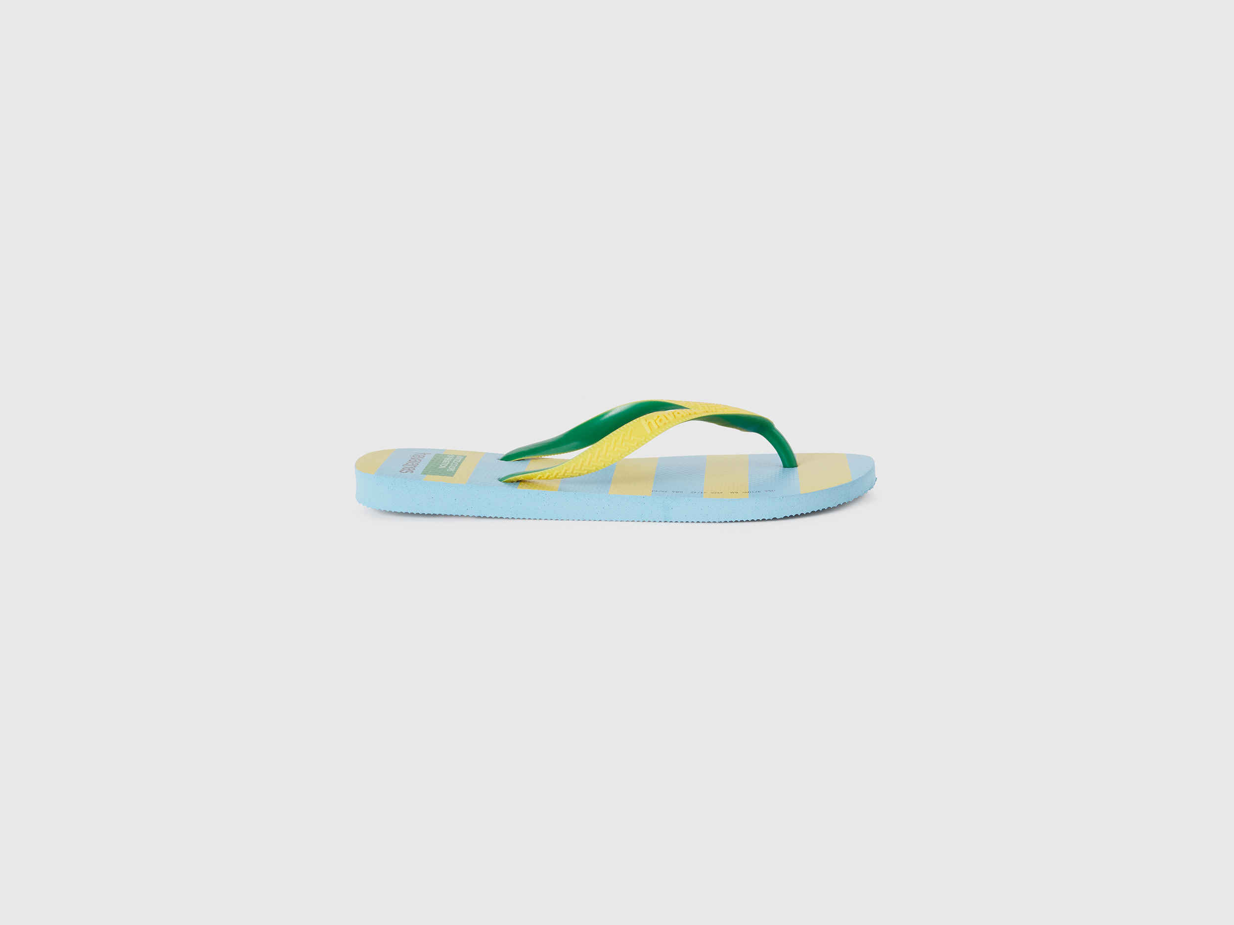 Benetton, Σαγιονάρες Havaianas Με Κίτρινες Και Ουρανί Ρίγες, size 43-44, Πολύχρωμο, Γυναικεία