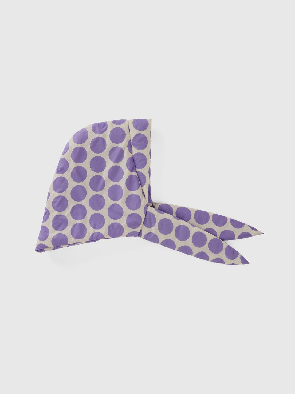 Benetton, White Scarf With Lilac Polka Dots, Lilac, Women