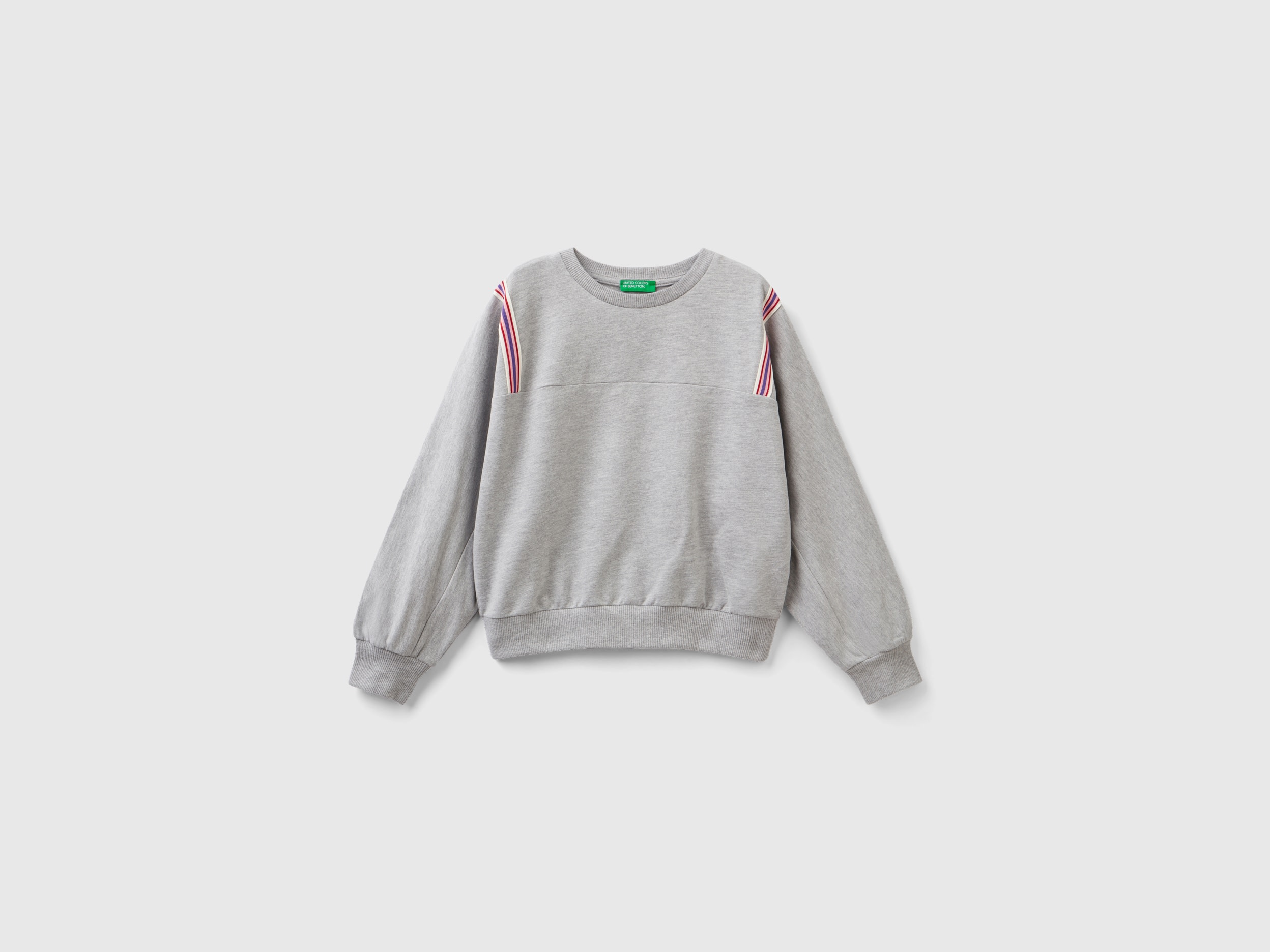 Benetton, Sweatshirt With Striped Details, size 3XL, Gray, Kids