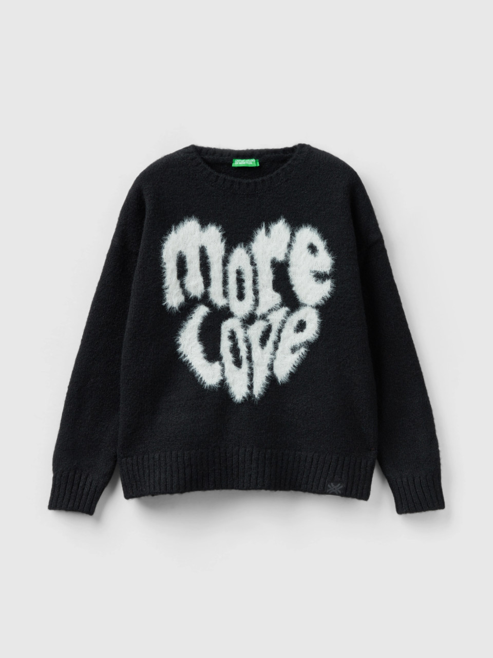Benetton, Boxy Fit Sweater With Inlay, Black, Kids