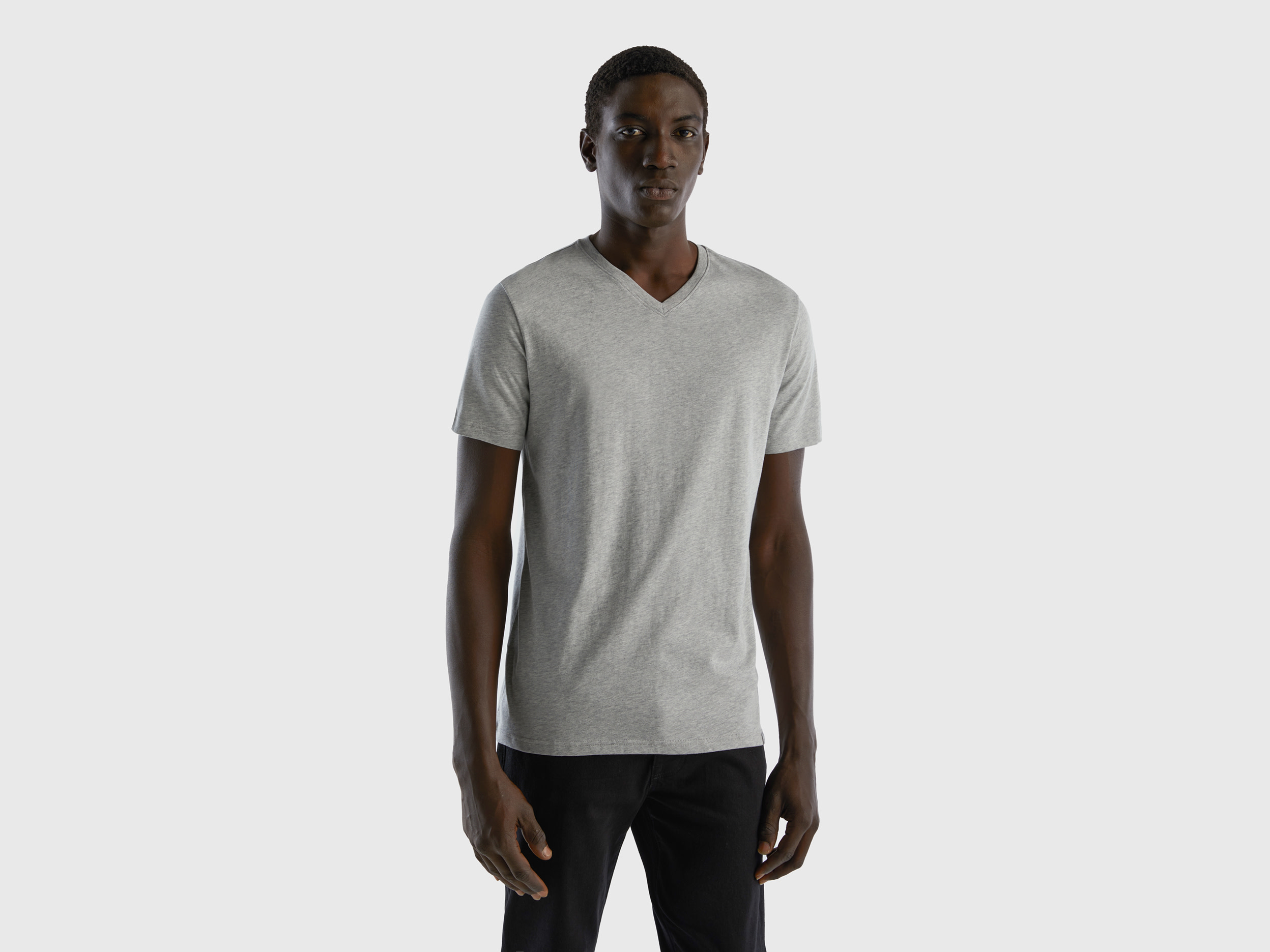 Benetton, T-shirt In Long Fiber Cotton, size S, Light Gray, Men