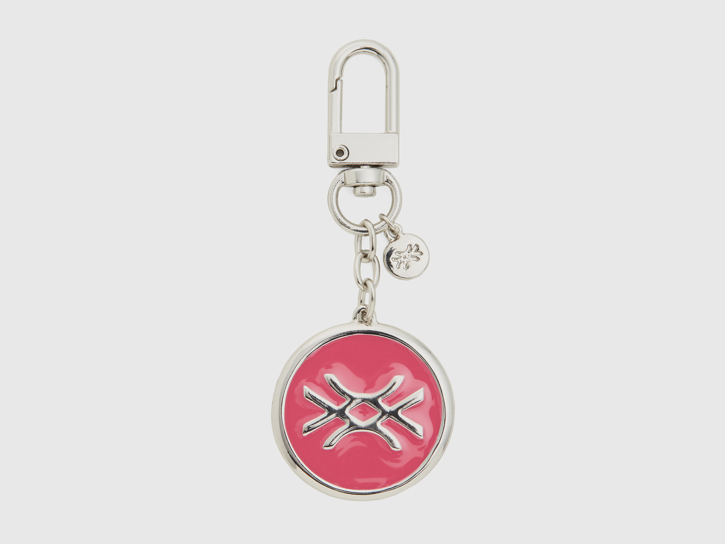 Benetton, Silver Keychain With Pink Pendant, size OS, Pink, Women