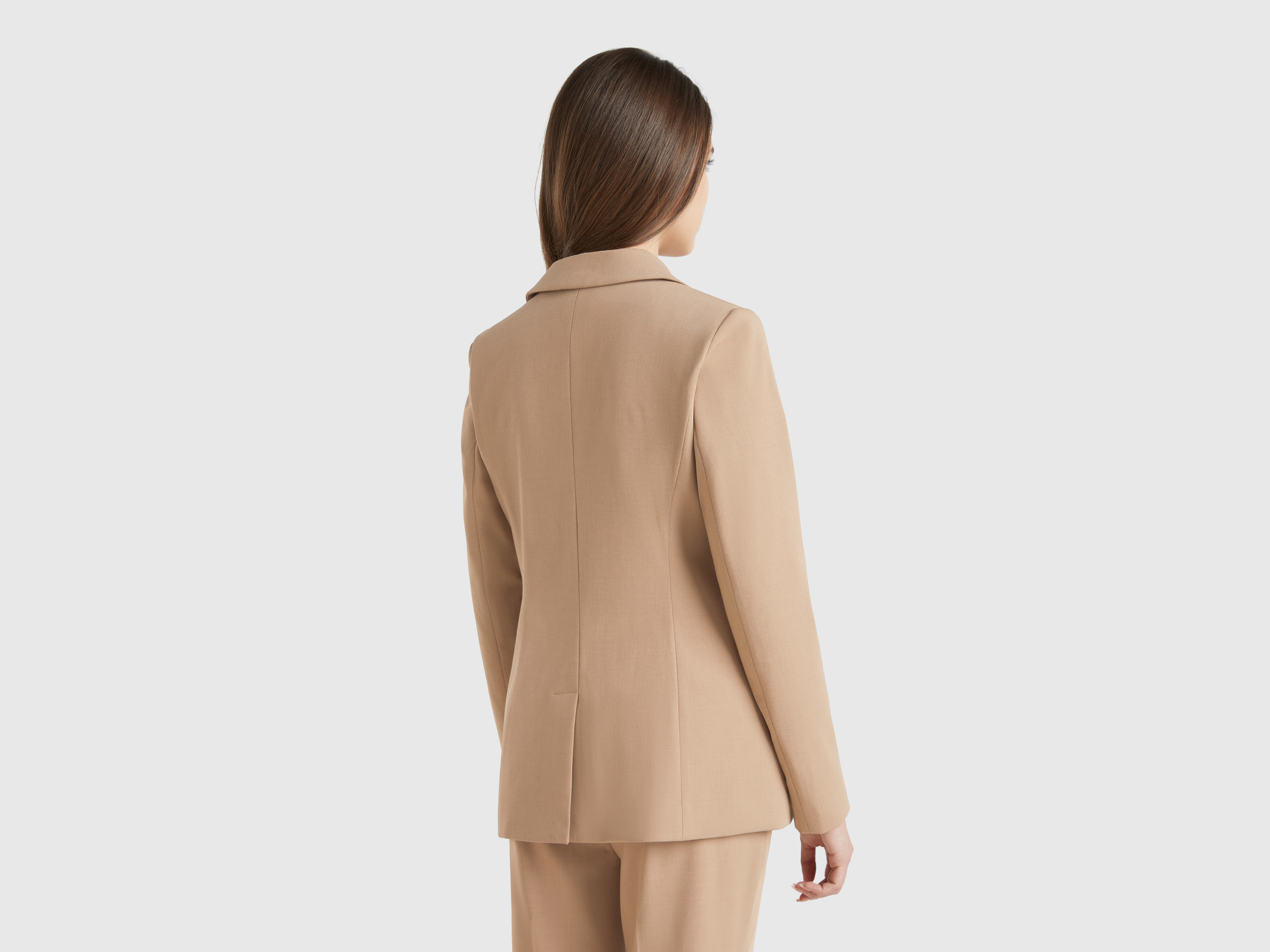 Benetton, Μπλέιζερ Slim Fit, size , Μπεζ, Γυναικεία φωτογραφία