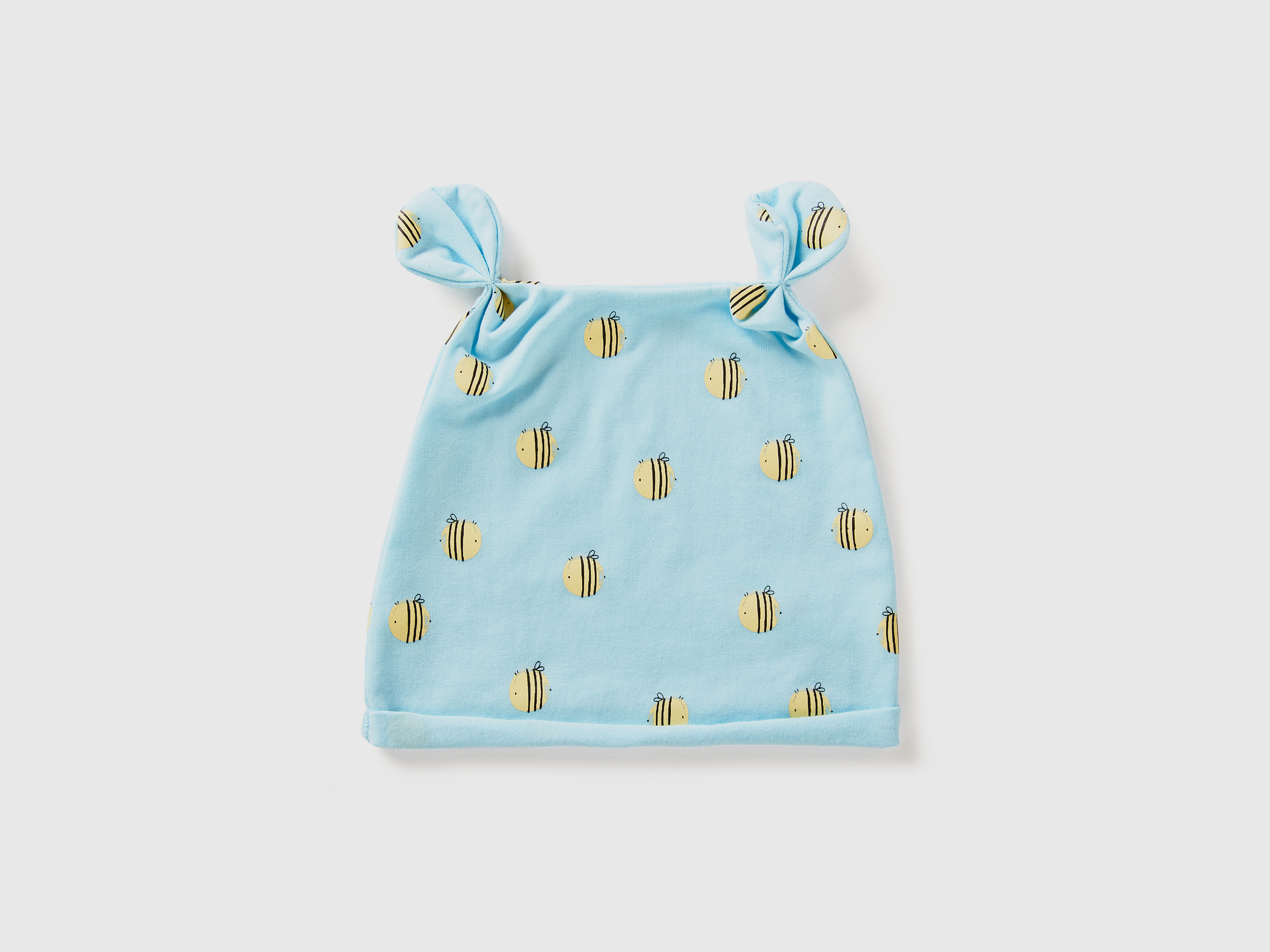 Benetton, Cappellino Stampato In 100% Cotone, Blu Chiaro, Bambini