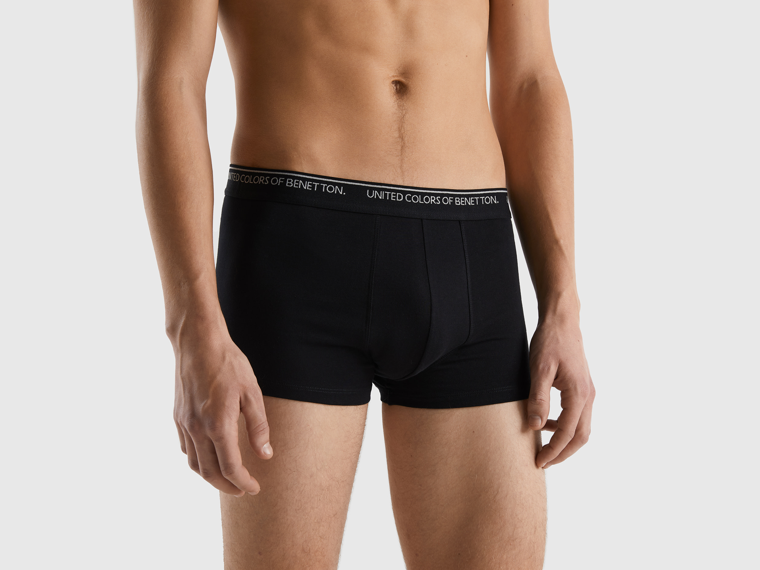 Benetton, Fitted Boxers In Organic Cotton, size L, Black, Men