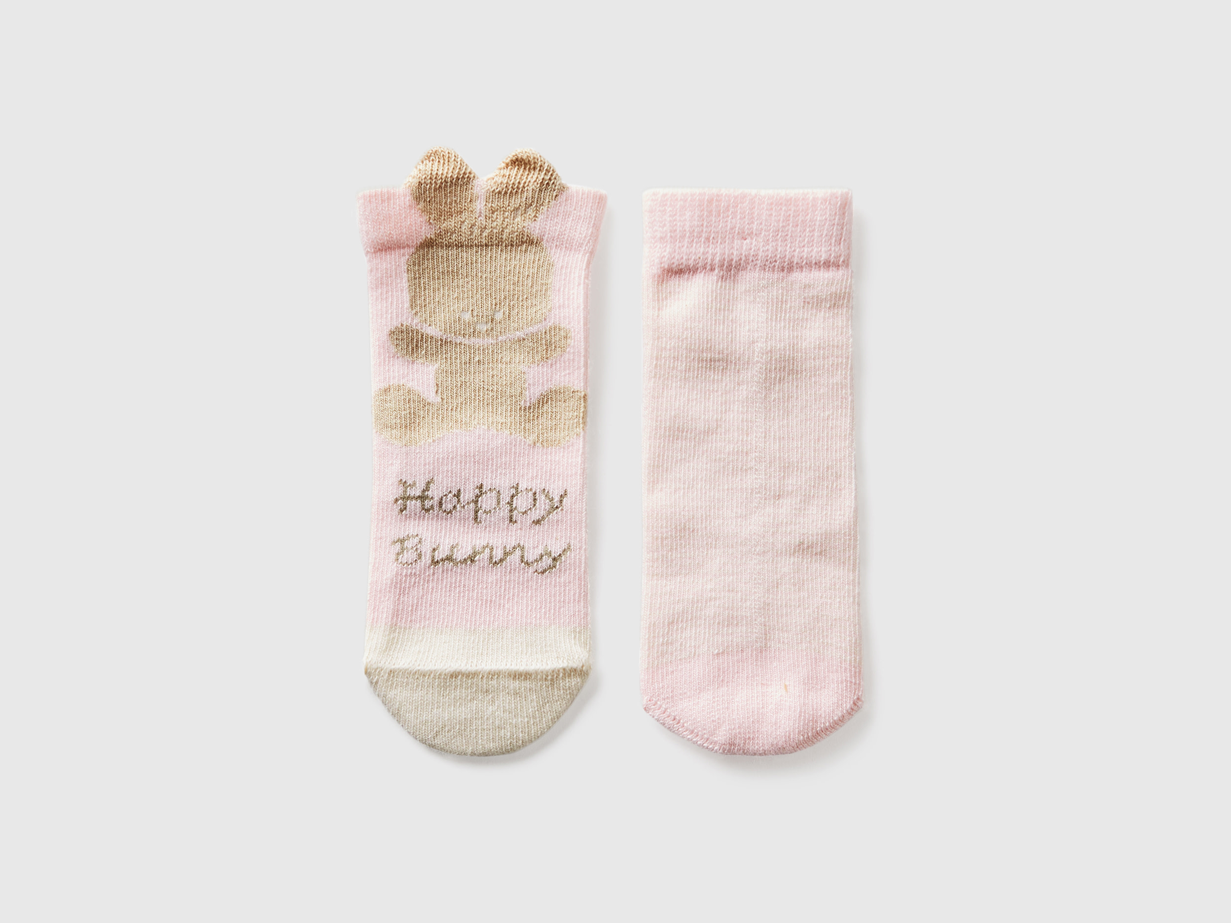 Benetton, Sock Set With Stripes And Bunny, size 6-12, Pink, Kids