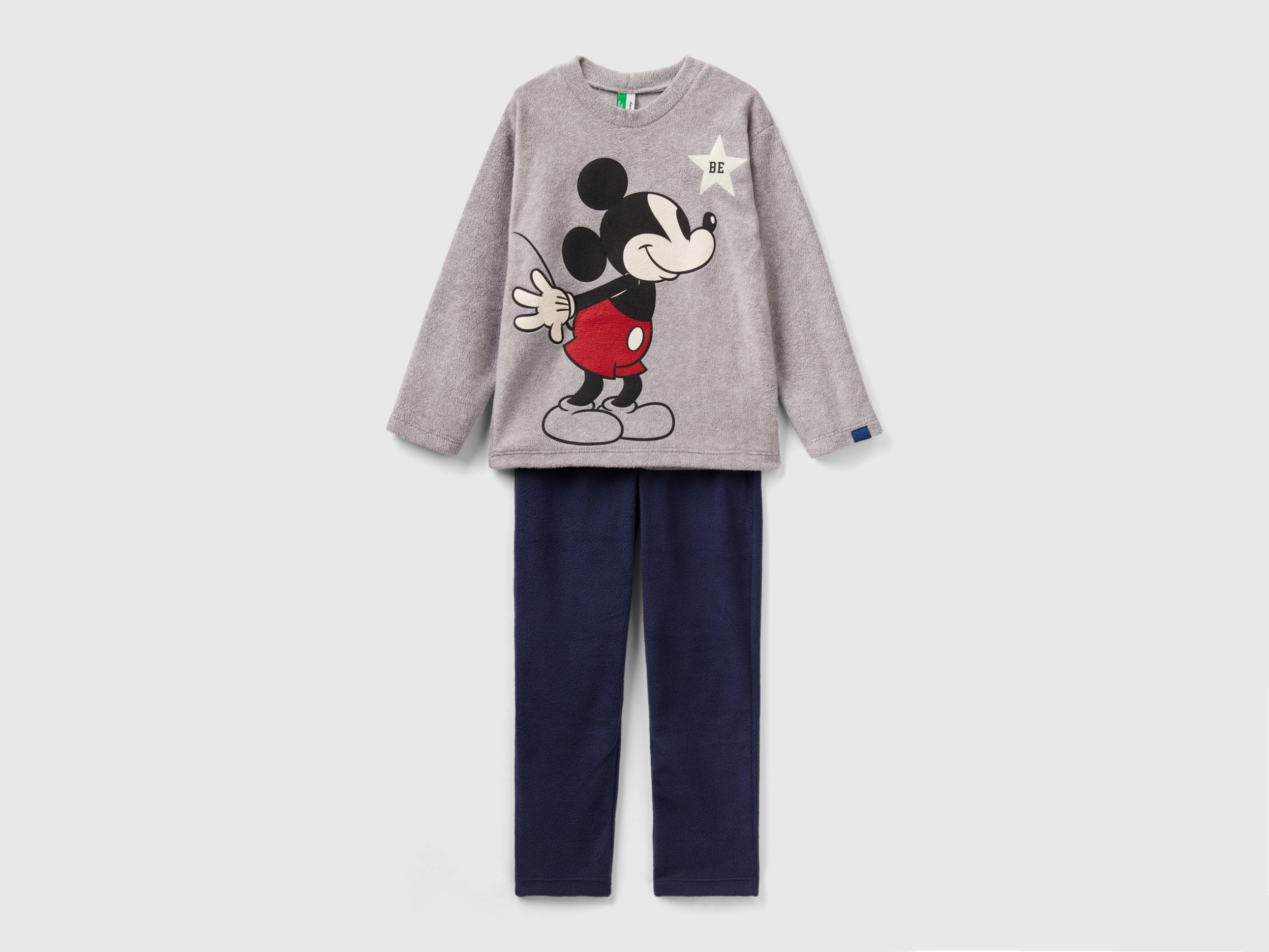 Benetton, Pyjamas With Mickey Mouse Fleece, size 2XL, Light Gray, Kids
