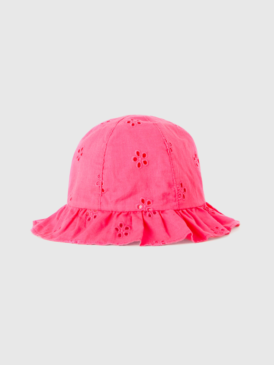 Benetton, Cap With Broderie Anglaise Embroidery, Fuchsia, Kids