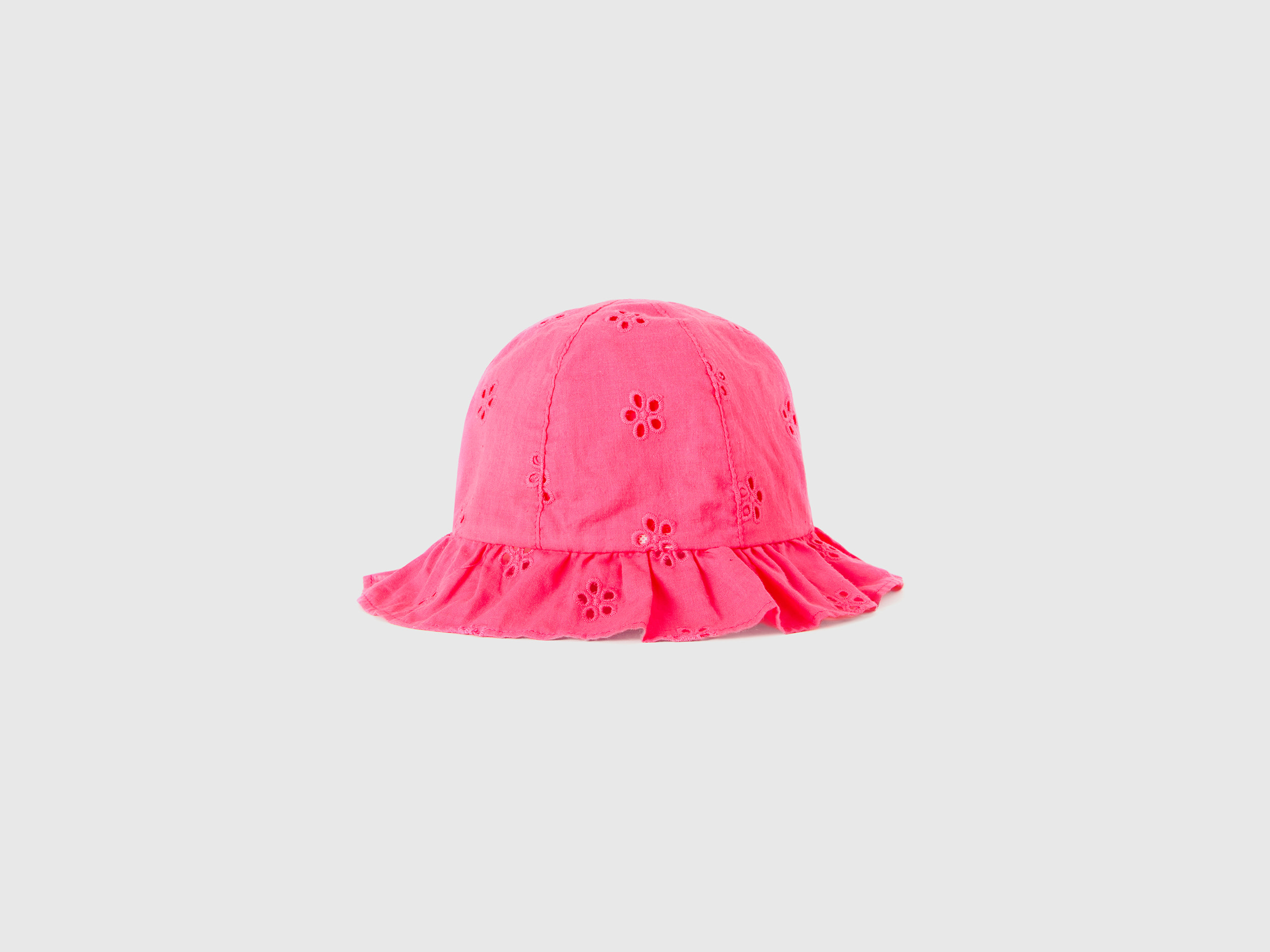 Benetton, Cappellino Con Ricami Sangallo, Fucsia, Bambini
