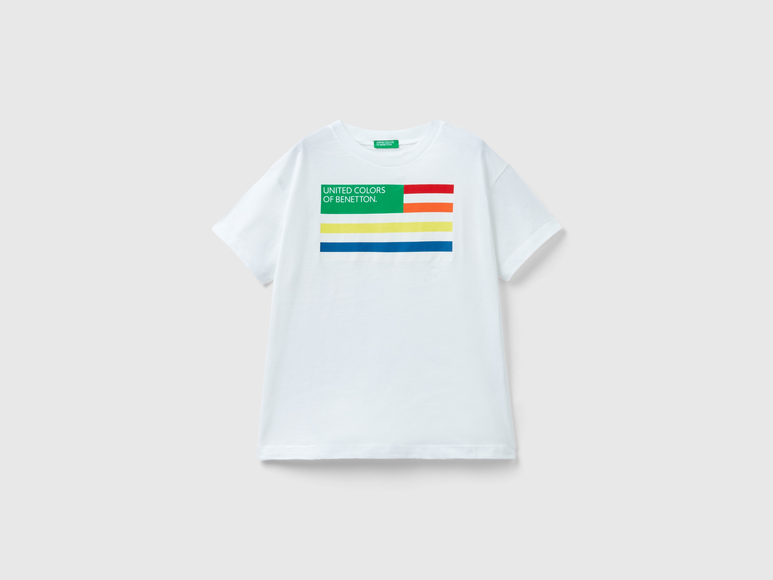 Benetton, 100% Organic Cotton T-shirt, size 2XL, White, Kids