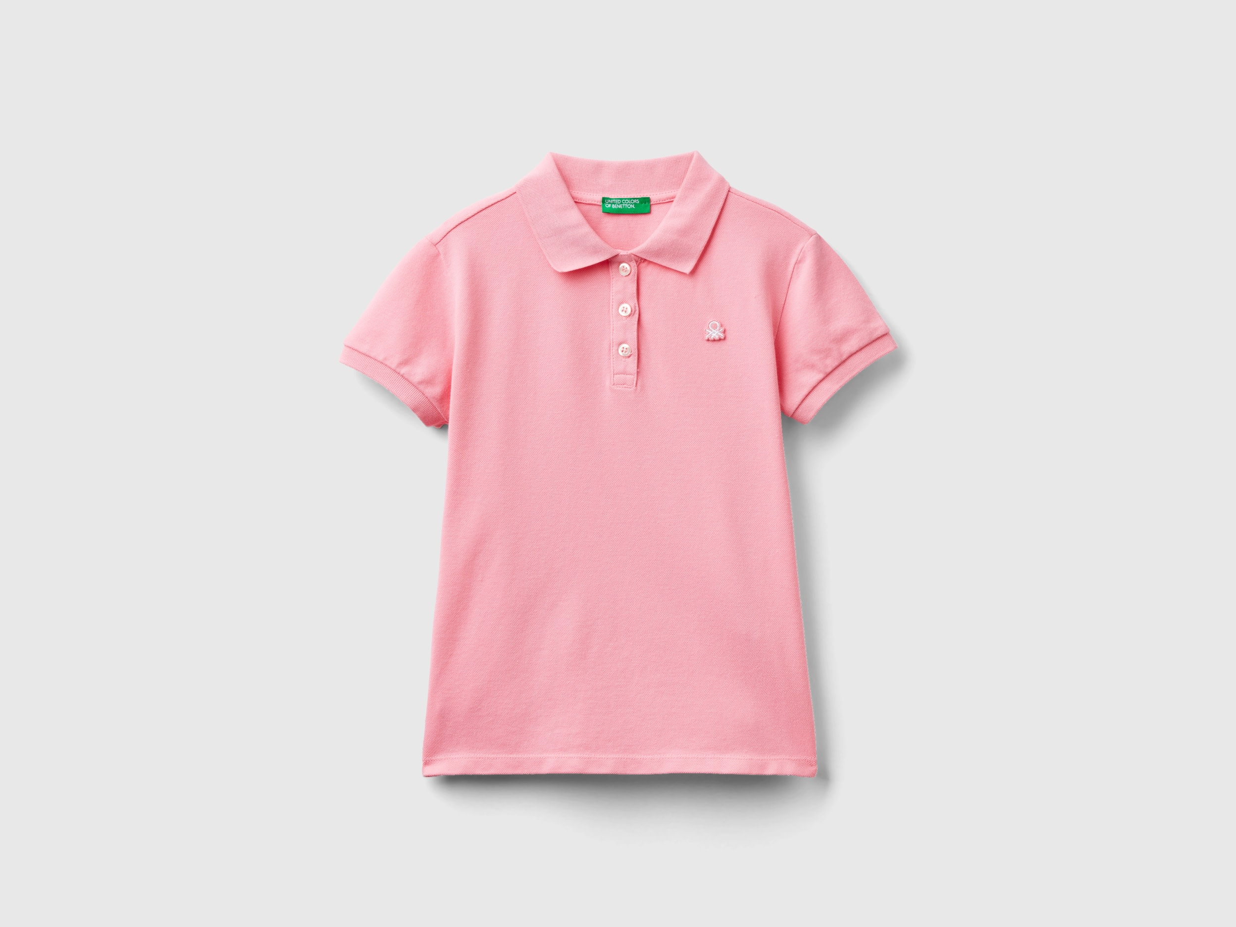 Benetton, Short Sleeve Polo In Organic Cotton, size 2XL, Pink, Kids