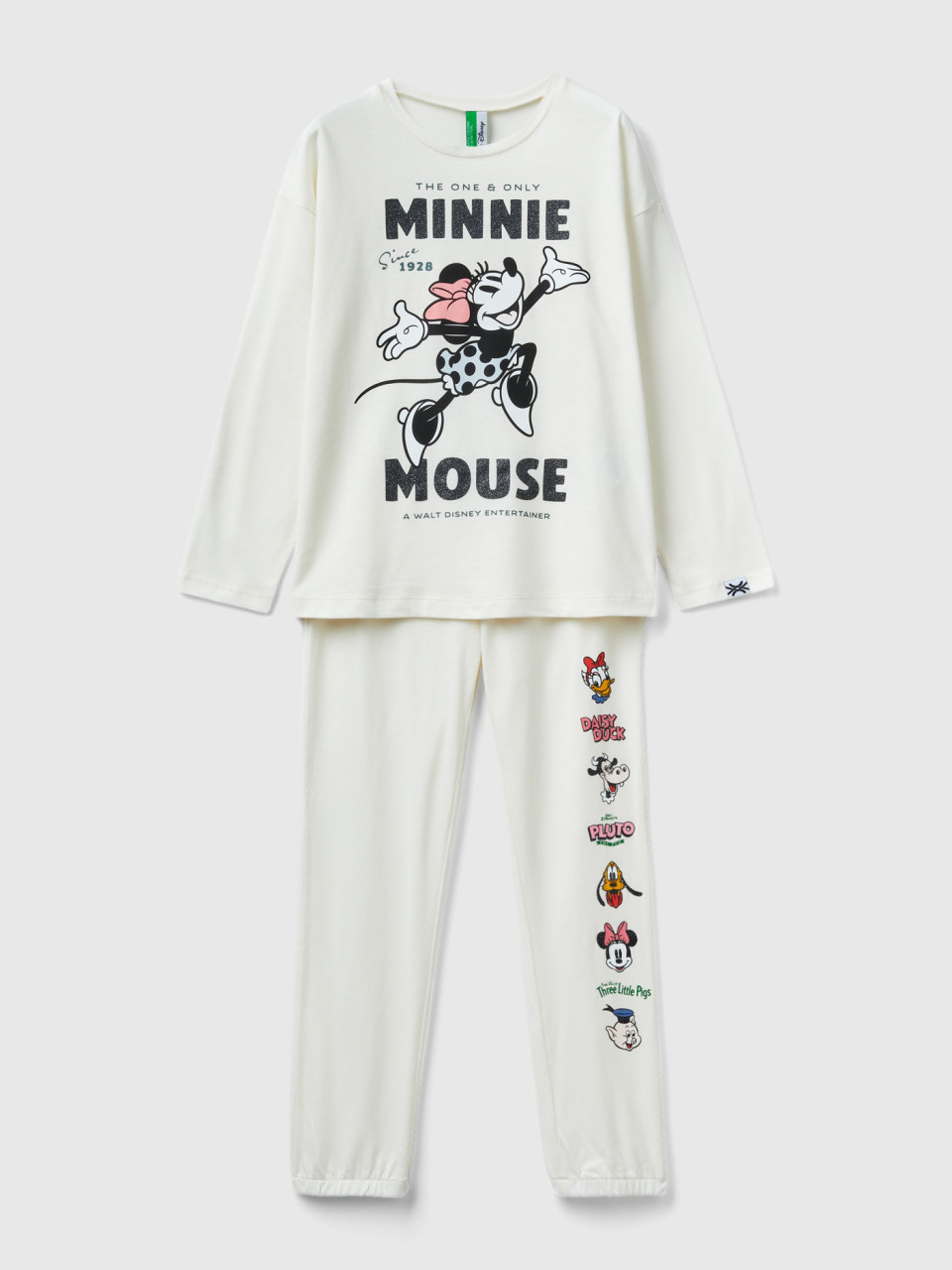Benetton, Minnie Pyjamas In Cotton Blend, Creamy White, Kids