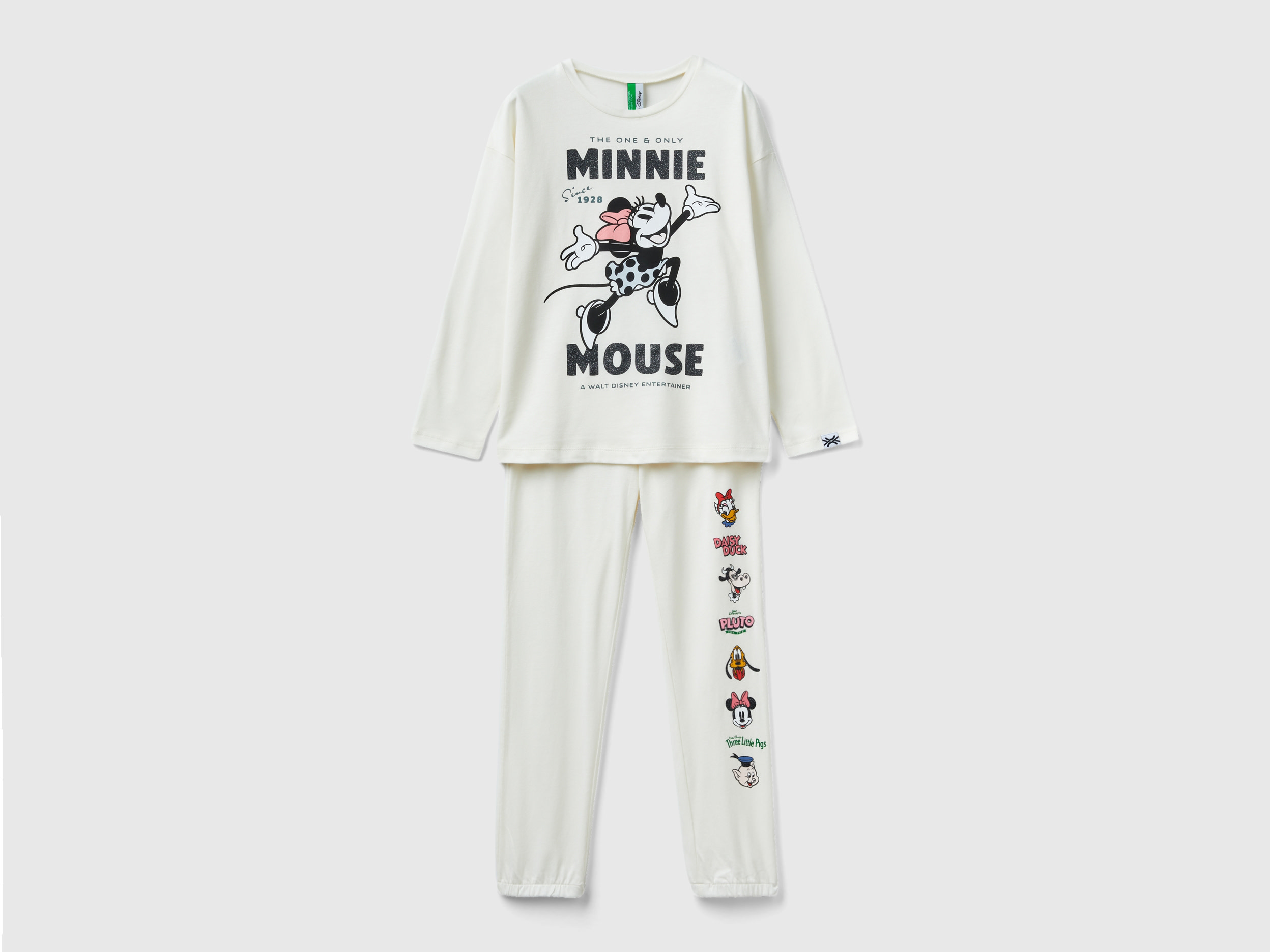 Benetton, Minnie Pyjamas In Cotton Blend, size XL, Creamy White, Kids