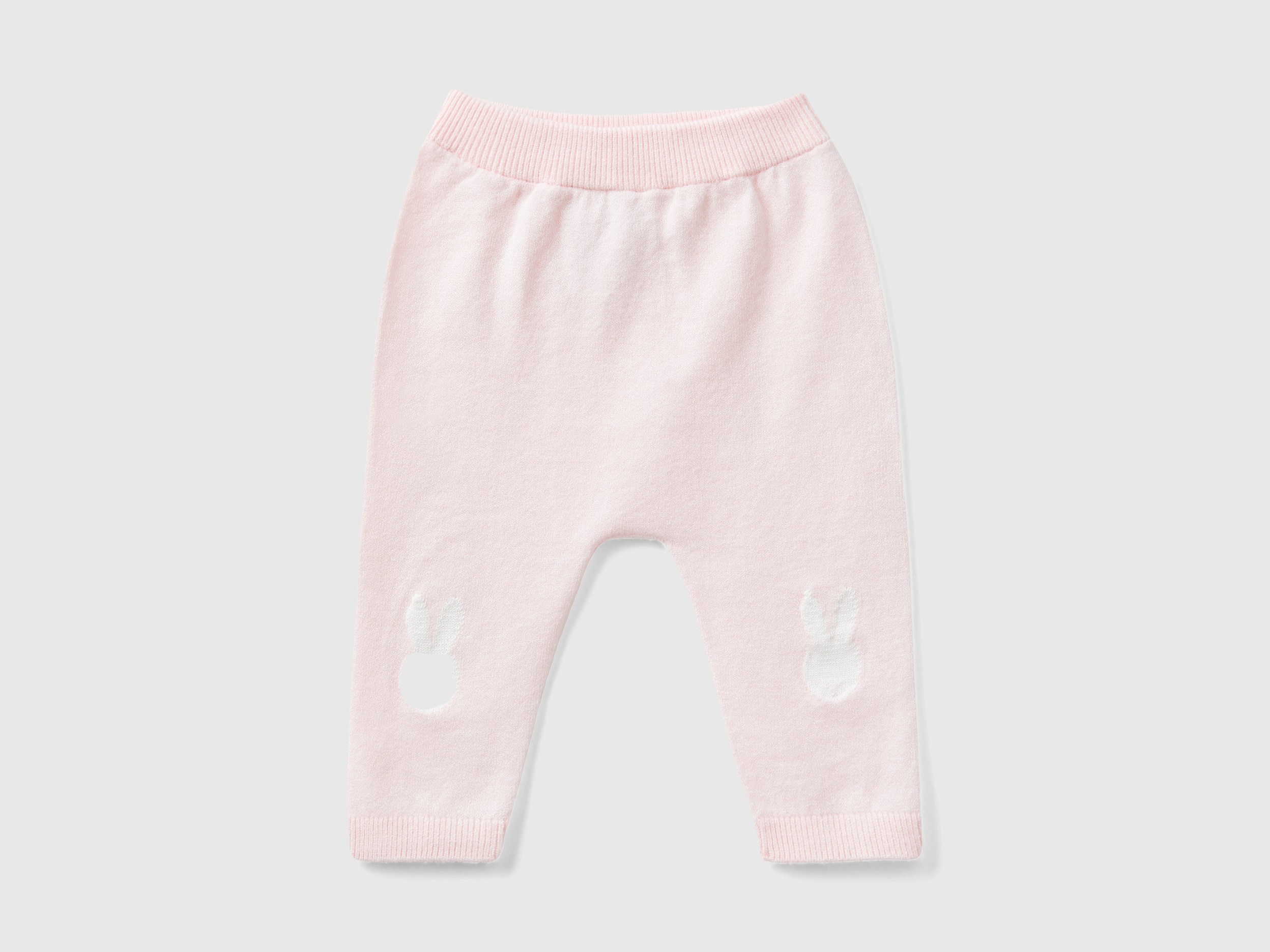 Benetton, Knit Trousers With Inlay, size 0-1, Soft Pink, Kids