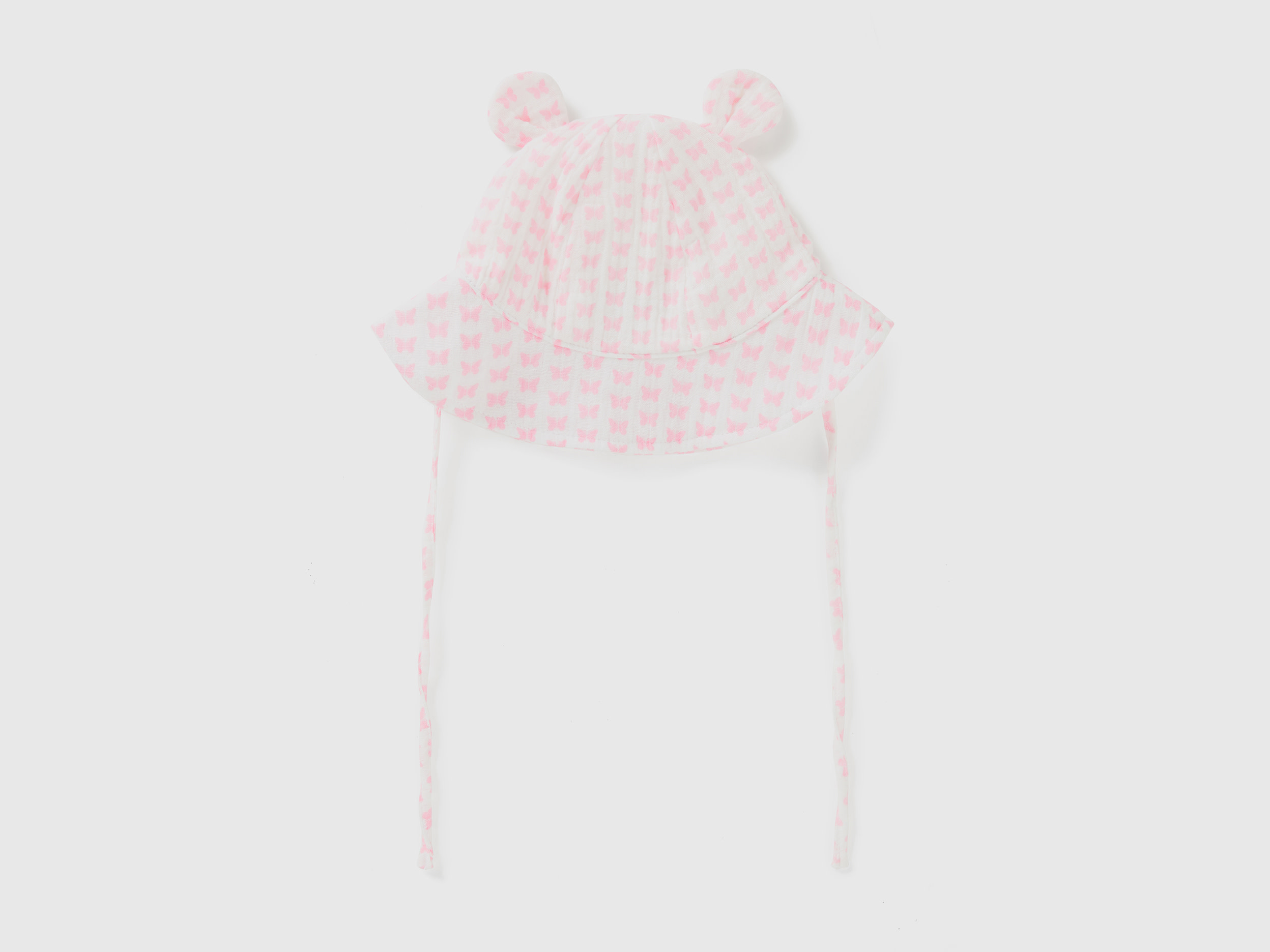 Benetton, Cappellino Con Orecchie, Bianco, Bambini