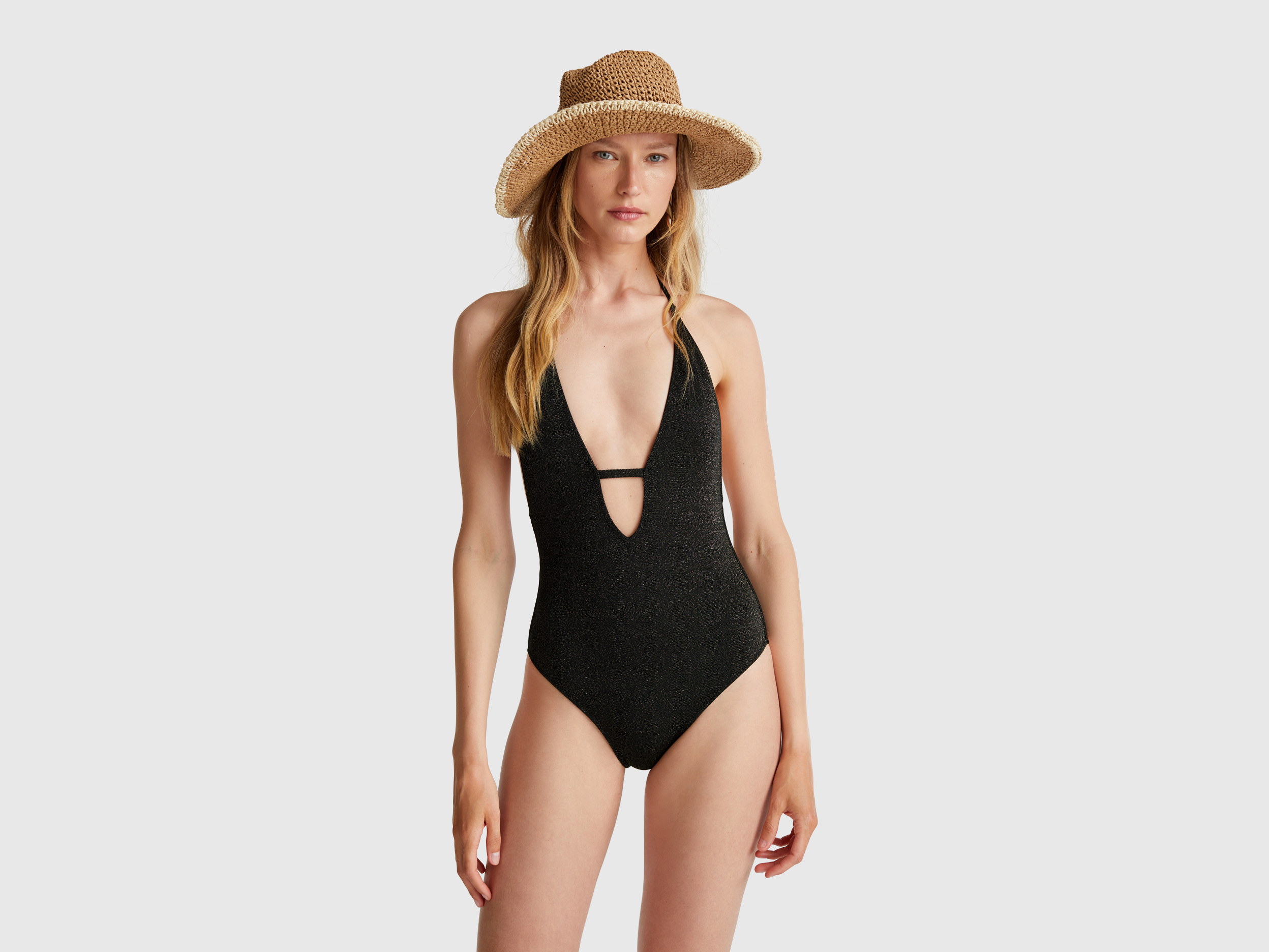 Benetton, Maillot De Bain Une Pièce Avec Lurex, taille 100, Noir - United Colors of Benetton - Modalova