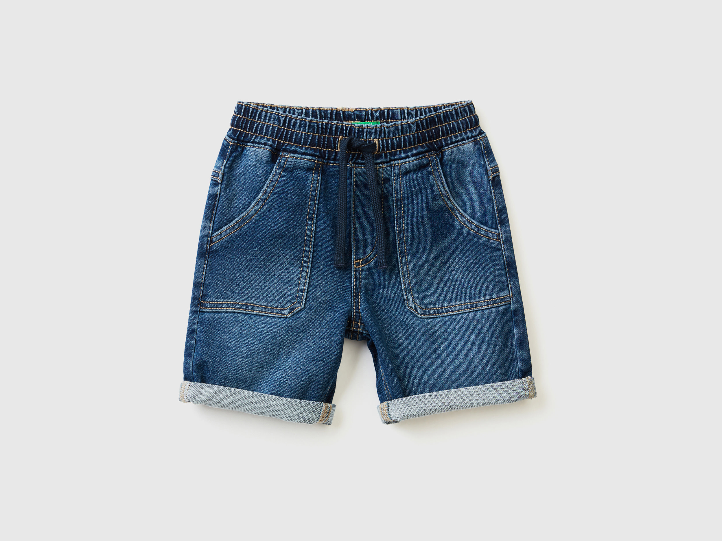 Benetton, Shorts In Stretch Denim, size 2-3, Blue, Kids