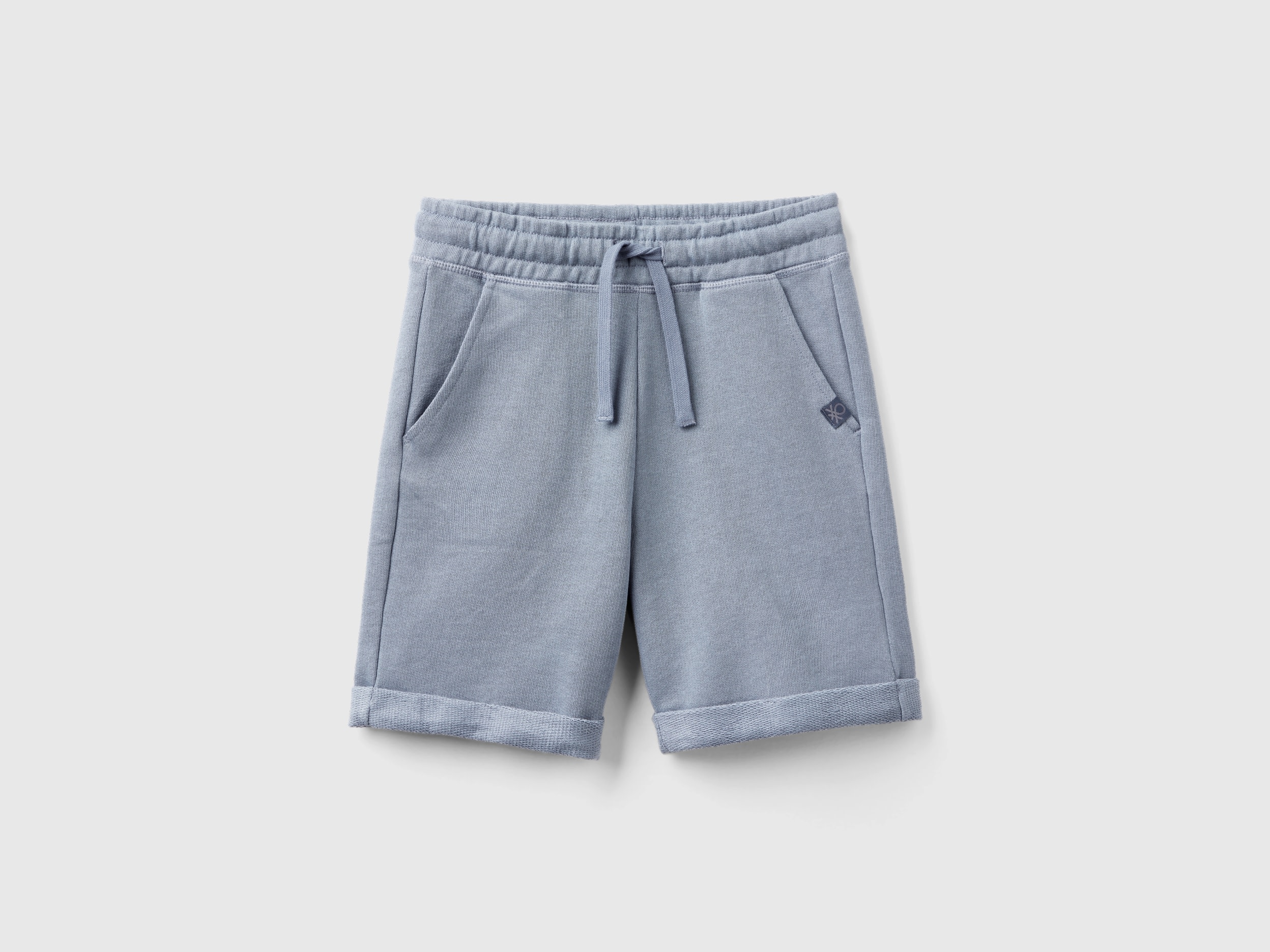 Benetton, Bermuda In Felpa Di Puro Cotone, Avio, Bambini