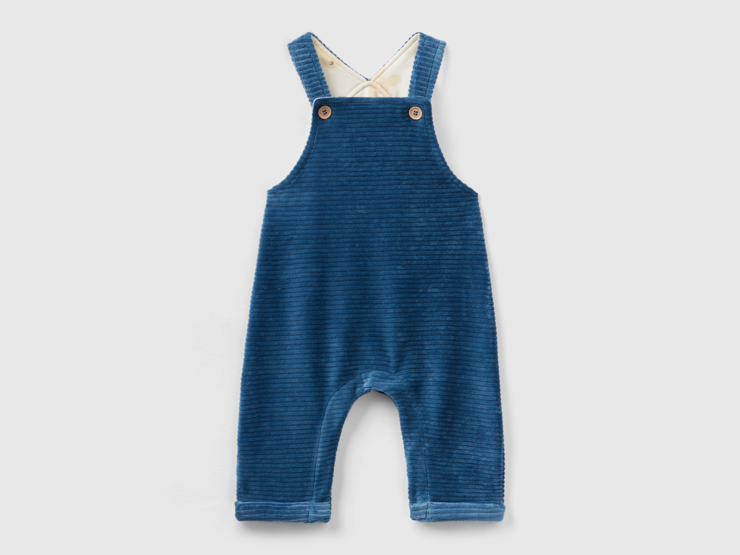 Benetton, Dungarees In Chenille, size 12-18, Air Force Blue, Kids