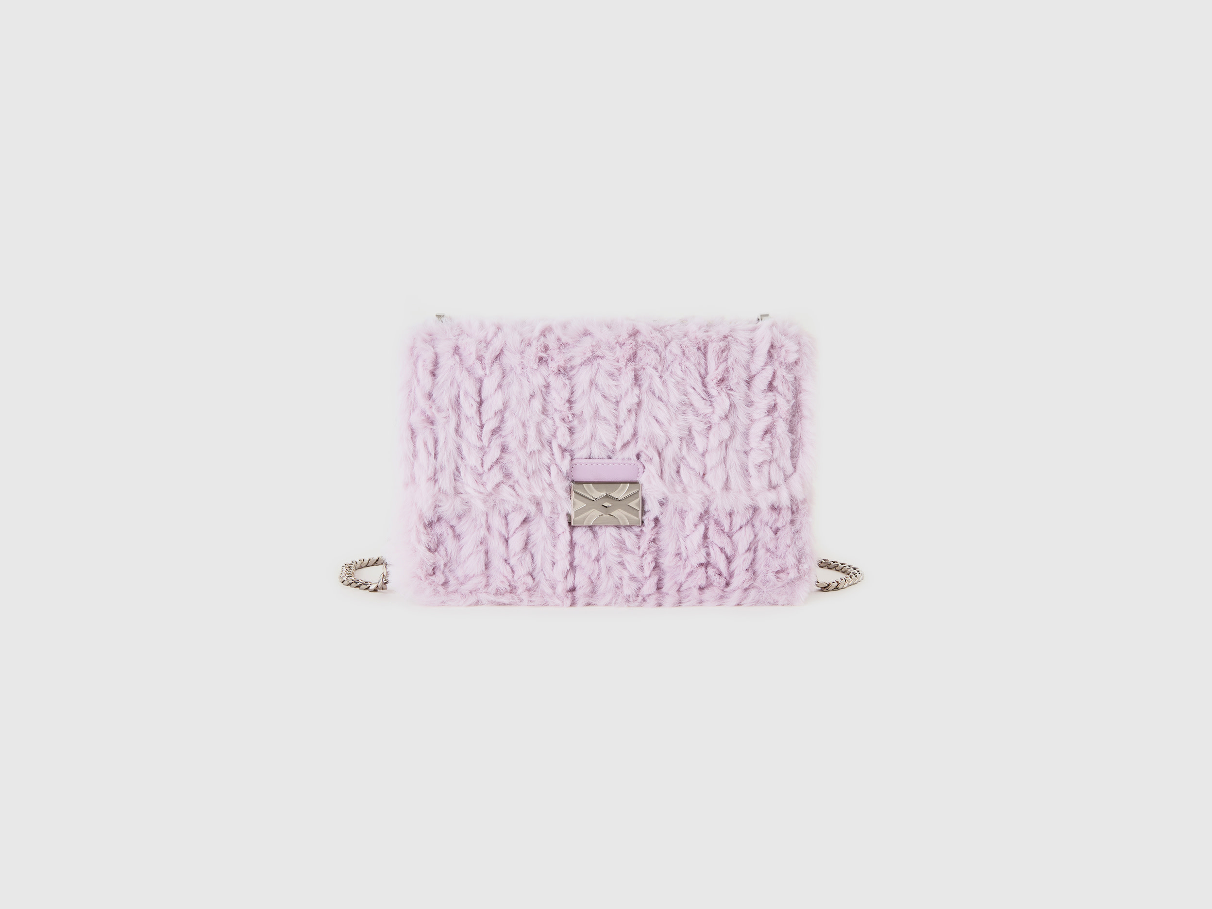 Benetton, Large Lilac Bag In Faux Fur, size OS, Lilac, Women