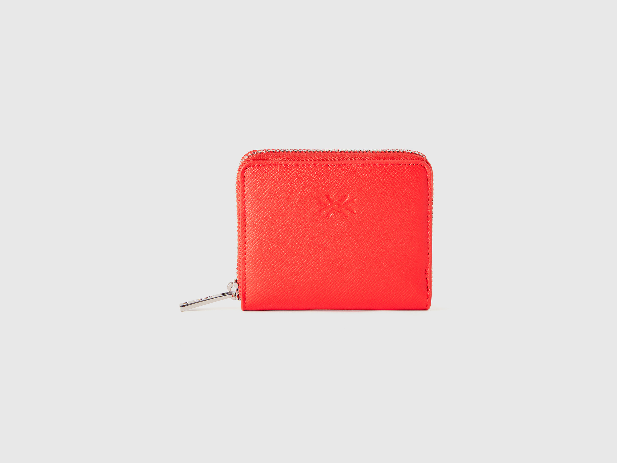 Benetton, Portafoglio Piccolo Con Zip, Rosso, Donna