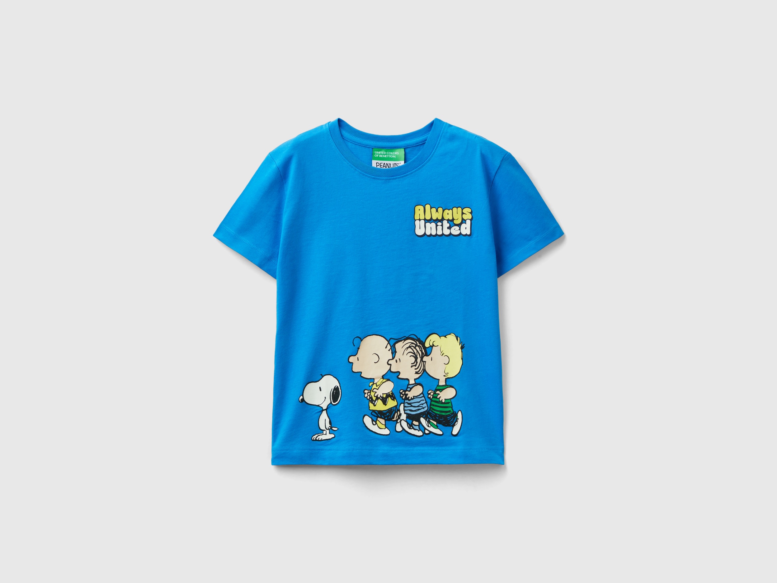 Benetton, T-shirt ©peanuts In Puro Cotone, Blu, Bambini