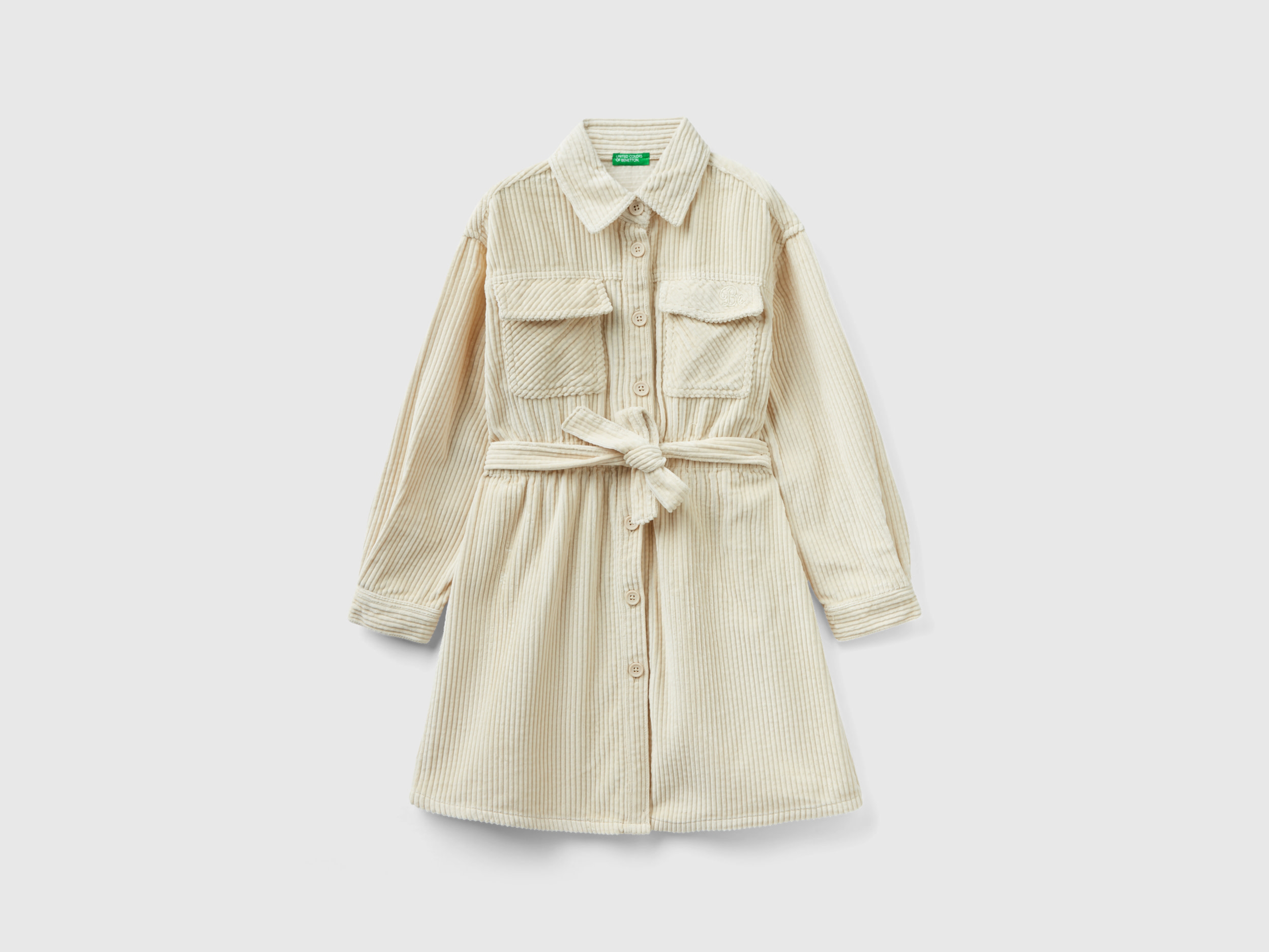 Benetton, Corduroy Shirt Dress, size 3XL, Beige, Kids