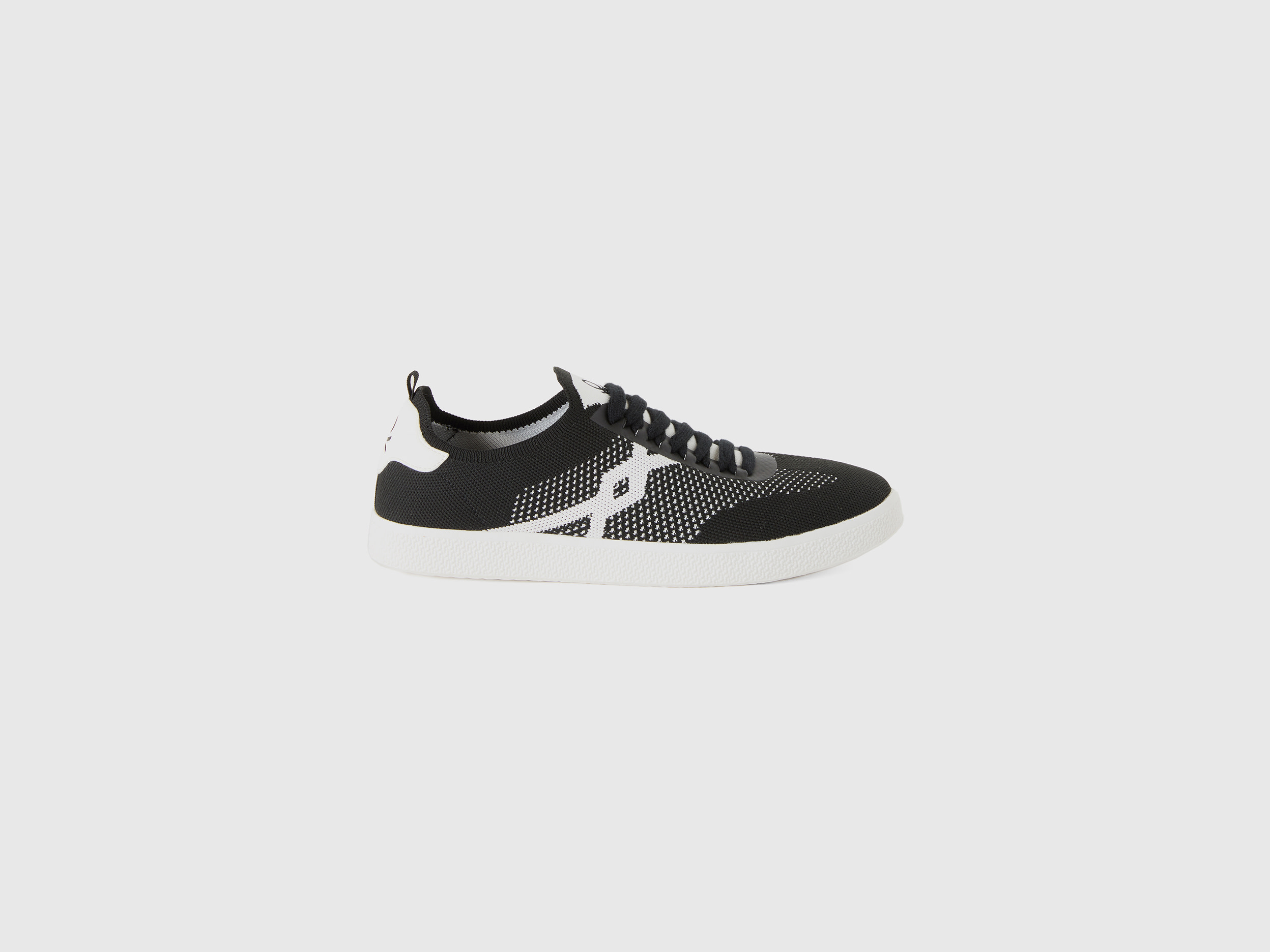 Benetton, Sneaker Basse Nere E Bianche, Nero, Uomo