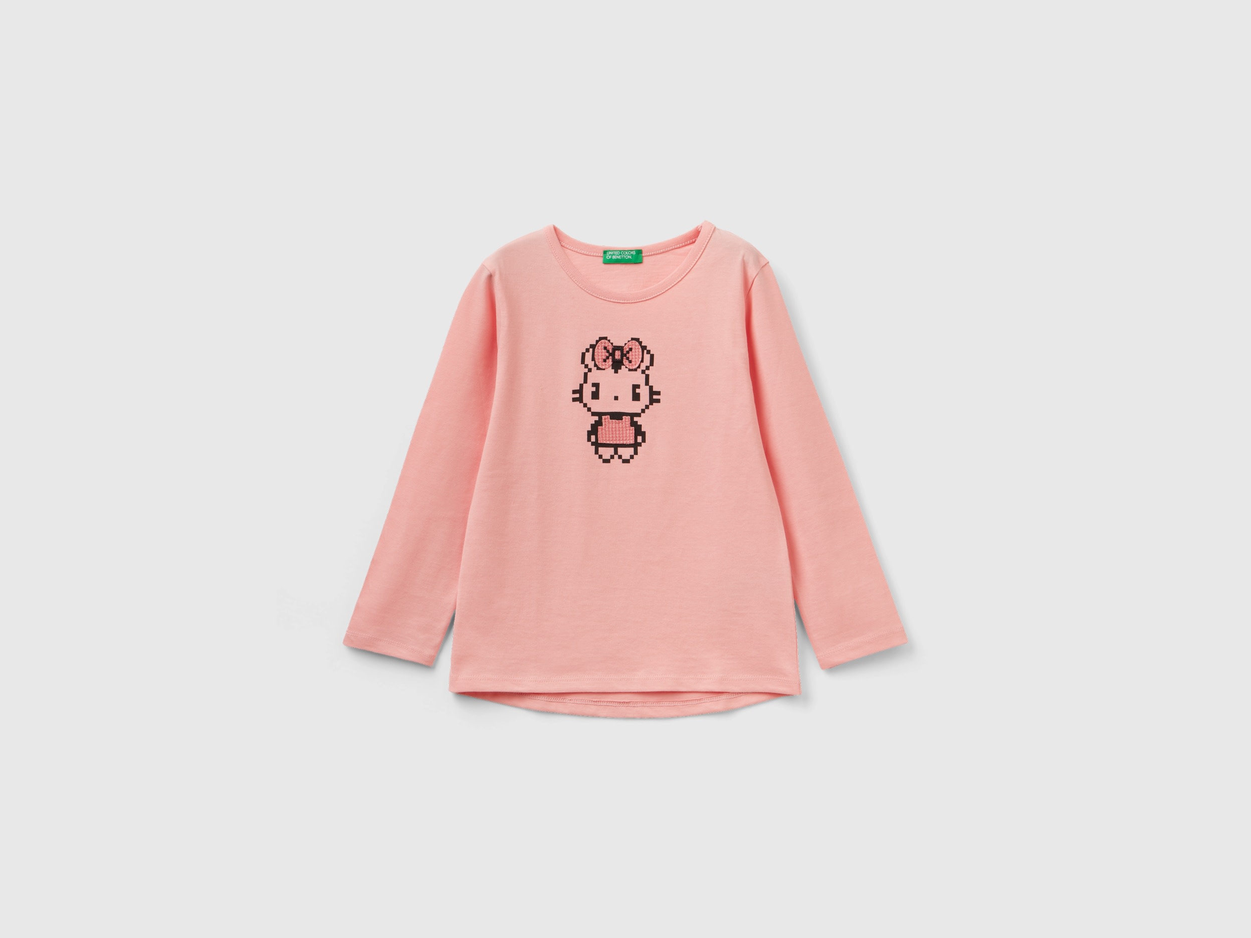 Benetton, T-shirt With Pixel Print, size 18-24, Pink, Kids