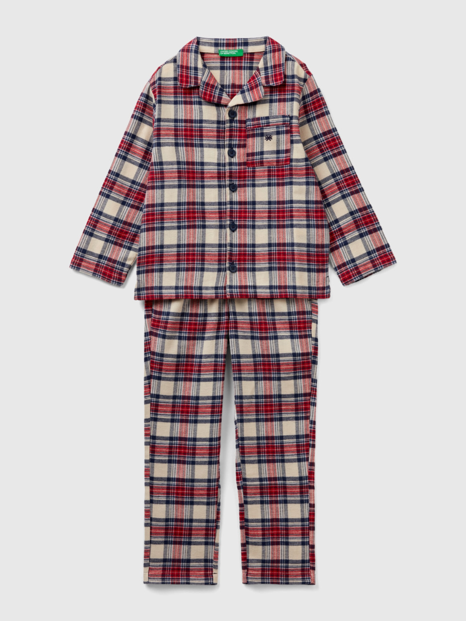 Benetton, Pyjama Tartan En Flanelle, Multicolore, Enfants