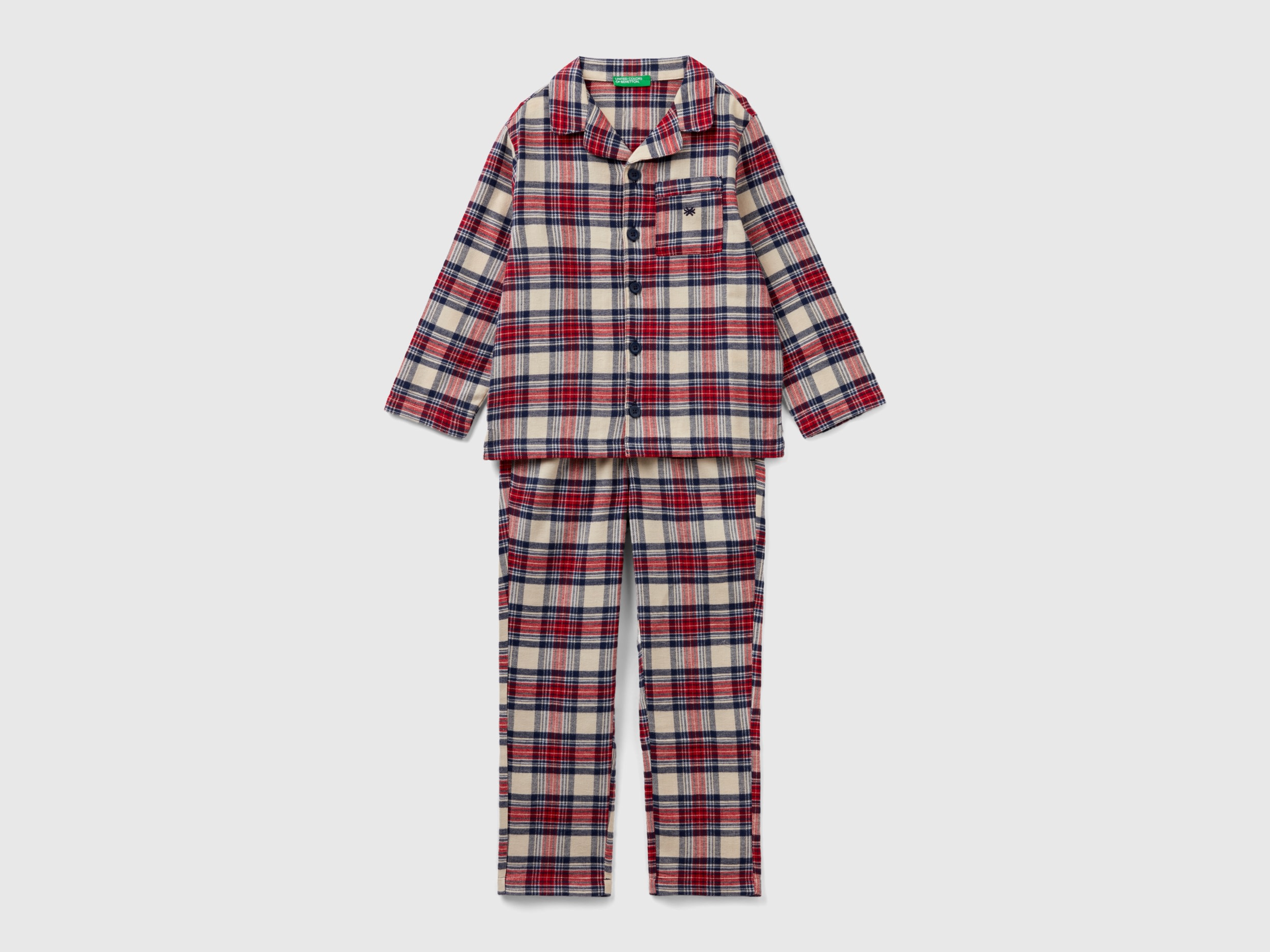 Benetton, Flannel Tartan Pyjamas, size M, Multi-color, Kids
