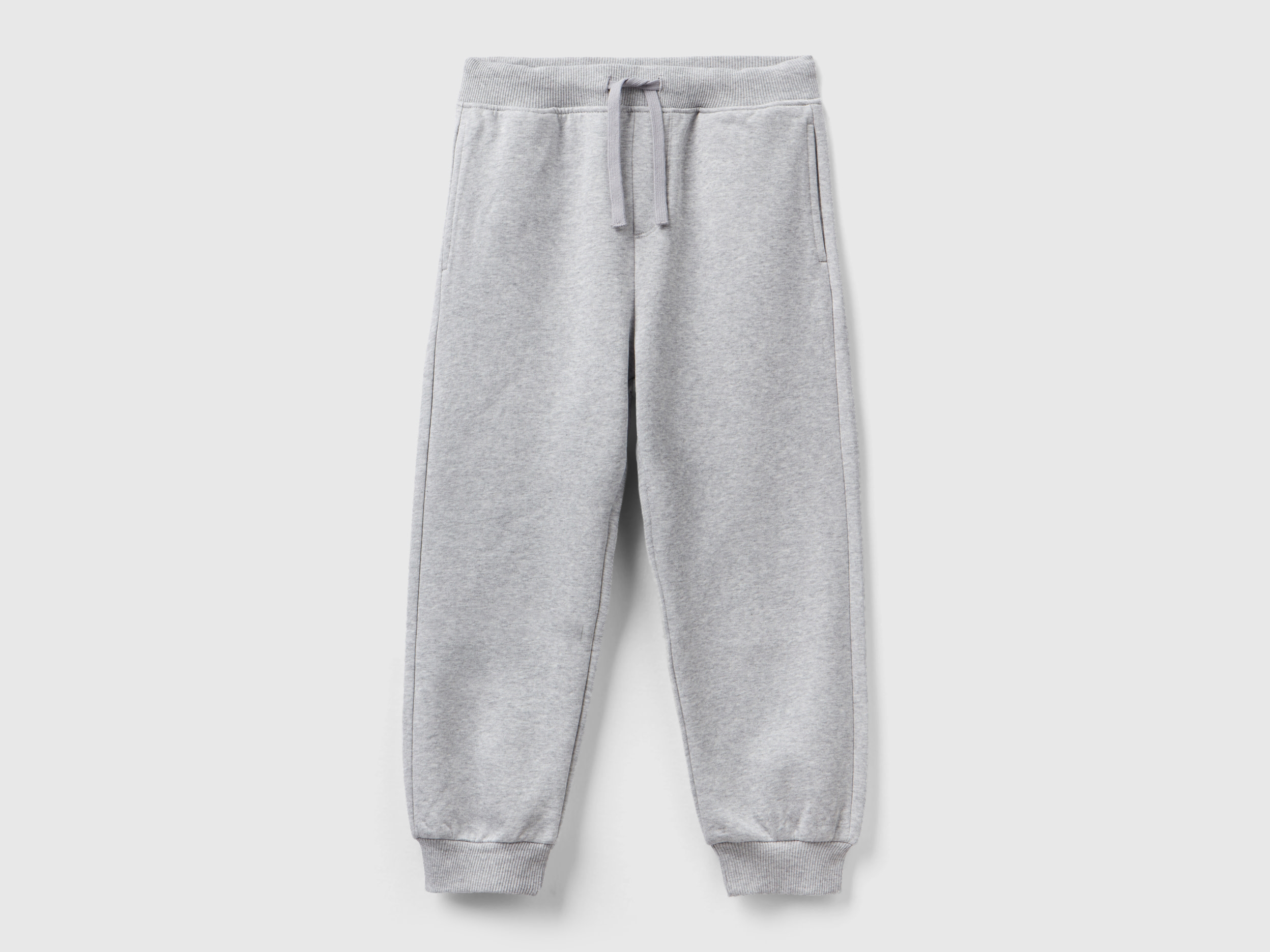 Benetton, Warm Sweatpants With Print, size L, Light Gray, Kids