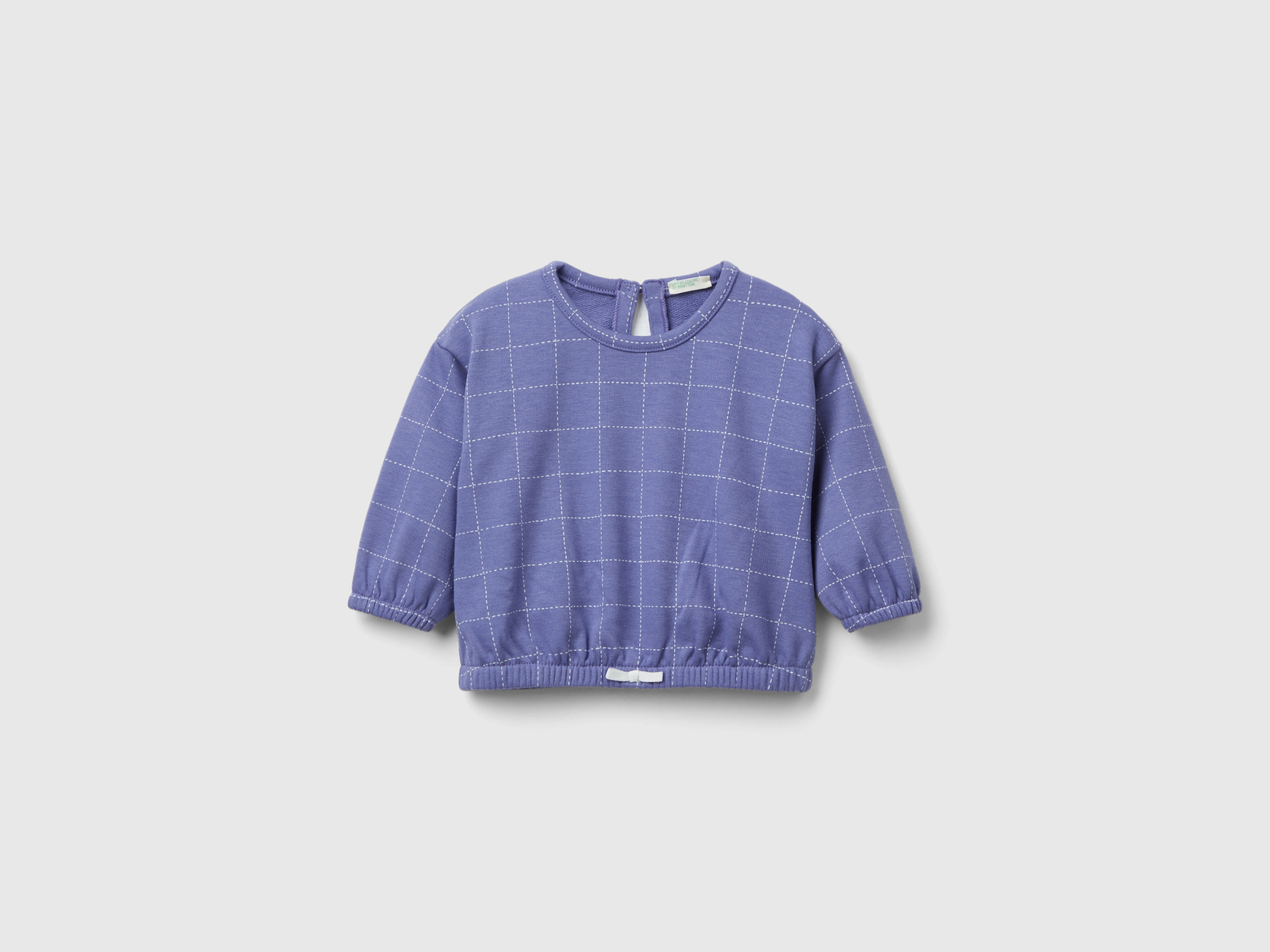 Benetton, Check Sweatshirt With Bow, size 9-12, Violet, Kids
