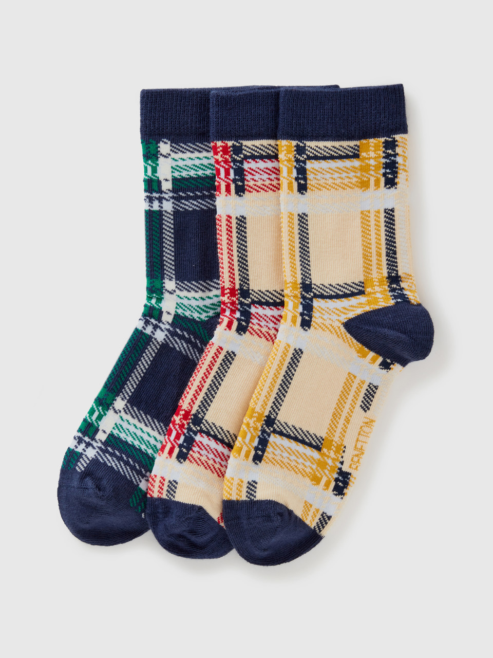 Benetton, Long Tartan Socks, Multi-color, Kids