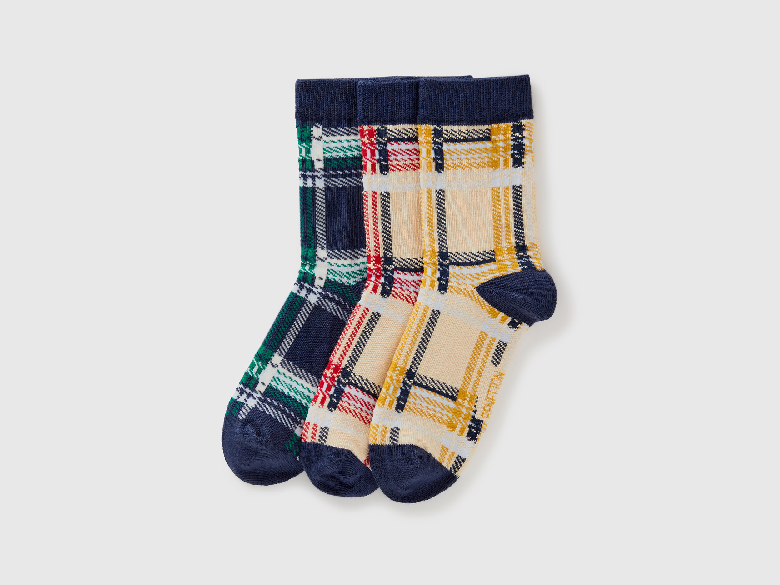 Benetton, Long Tartan Socks, size 5-8, Multi-color, Kids