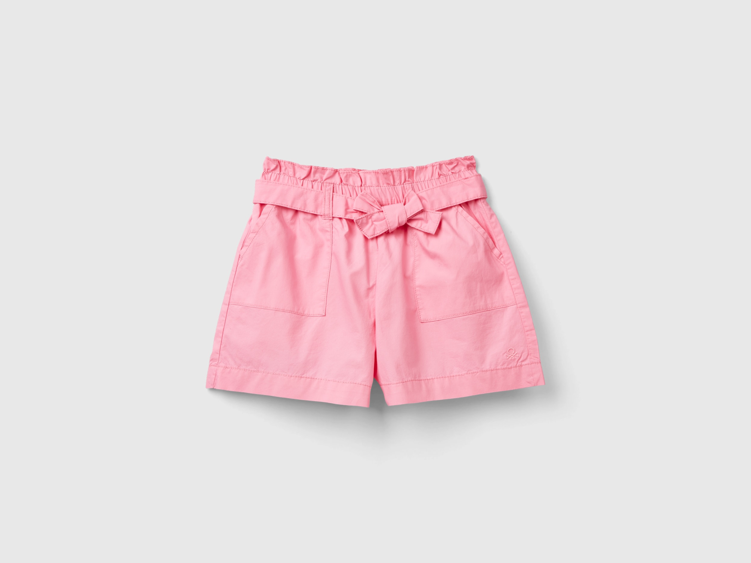 Benetton, Pantaloni Corti Paperbag, Rosa, Bambini
