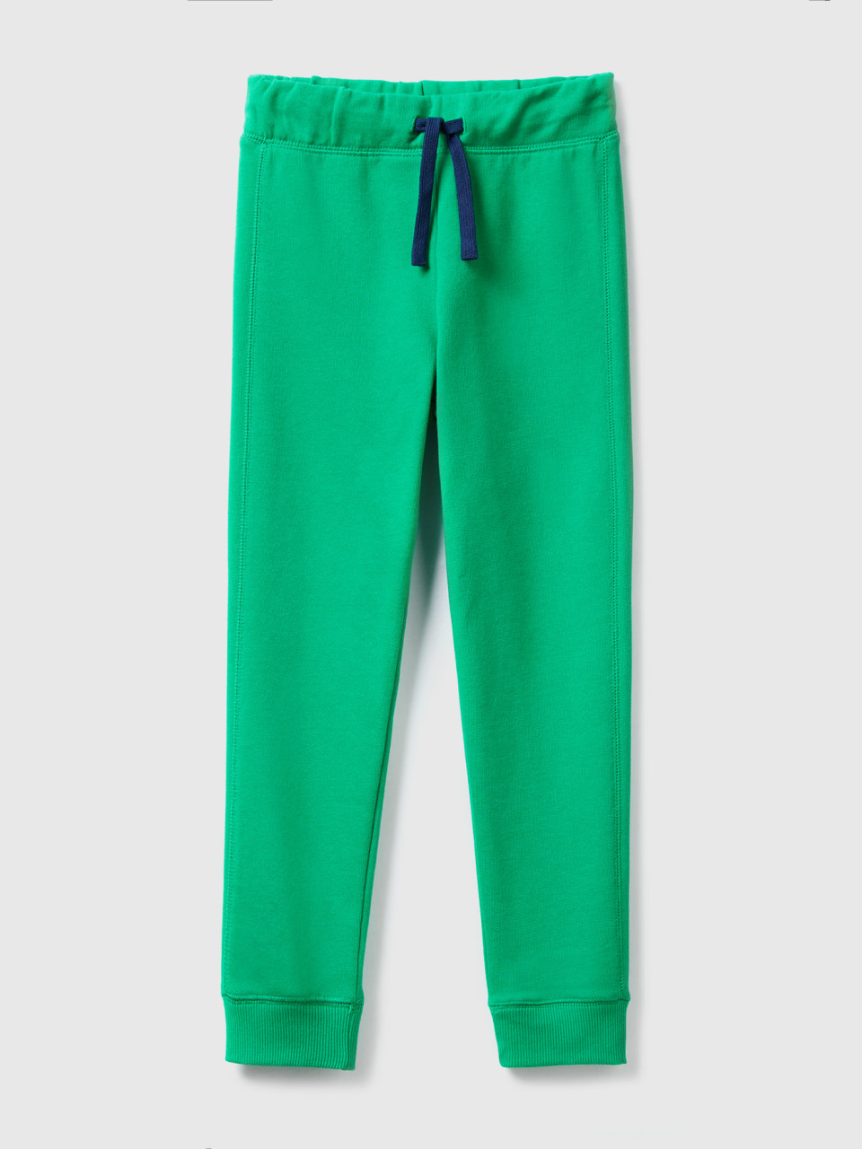 Benetton, Pantaloni In Felpa 100% Cotone, Verde, Bambini