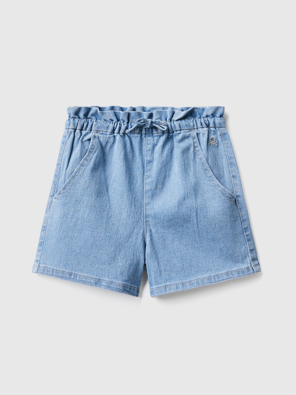 Benetton, Paperbag-shorts Aus Denim 