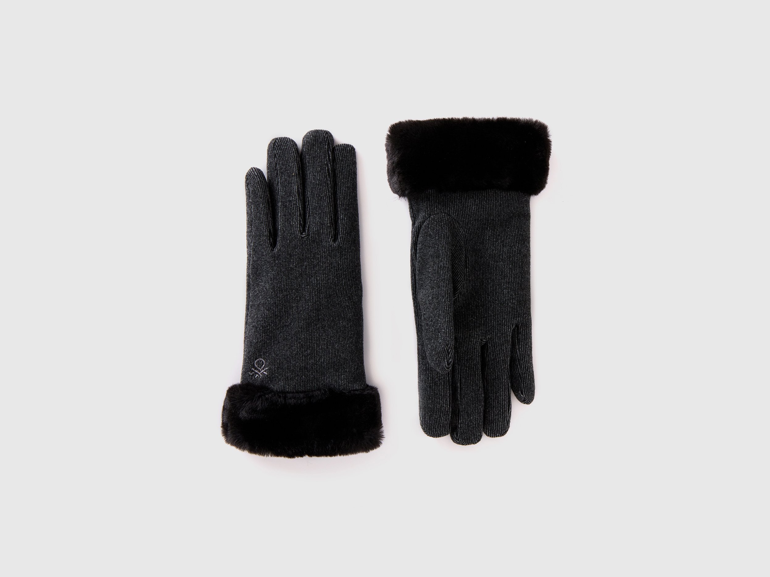 Benetton, Mikrofaser-handschuhe, size L, Schwarz, female